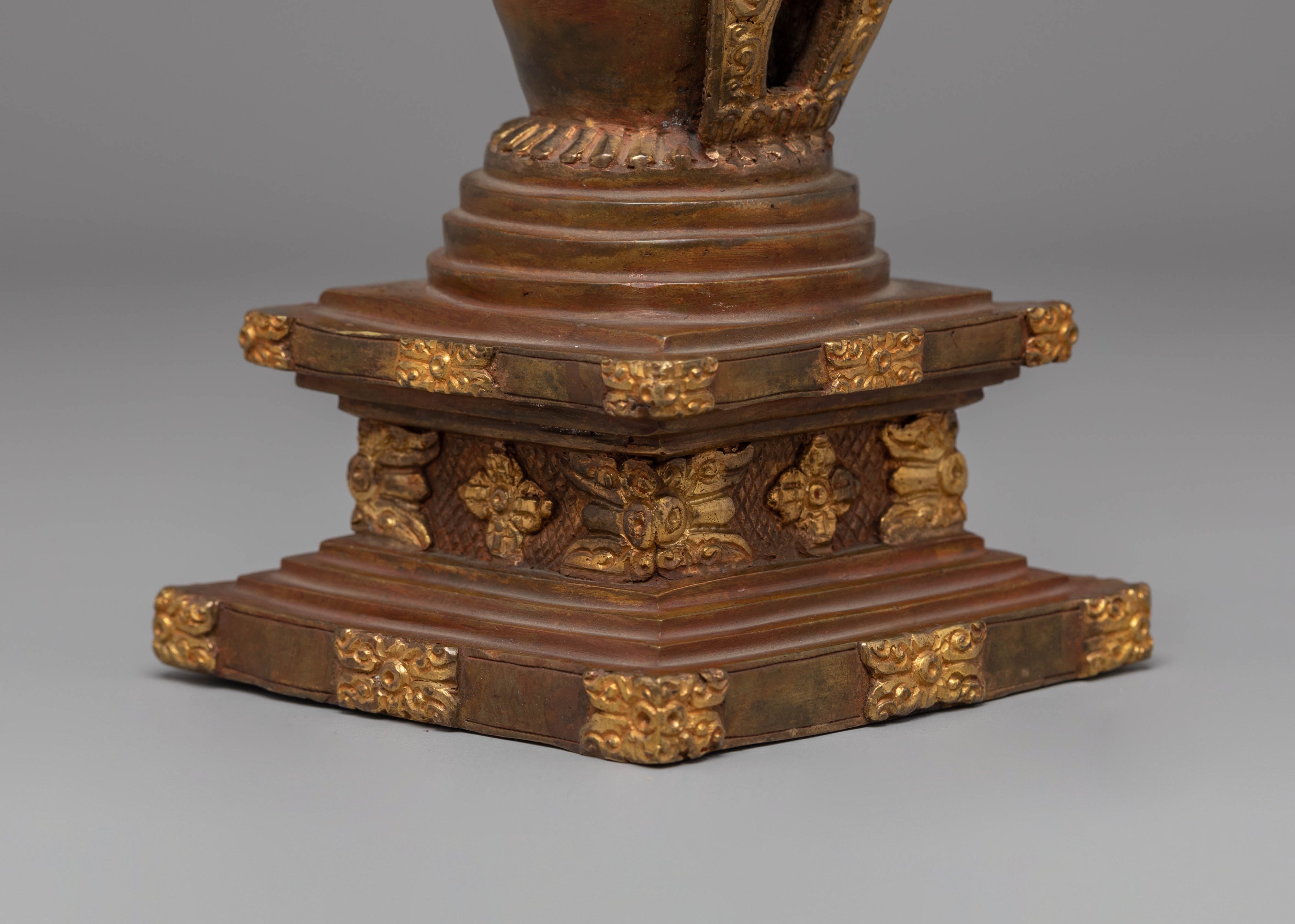 Sacred Copper Stupa Altar Shrine | Spiritual Enlightenment Symbol