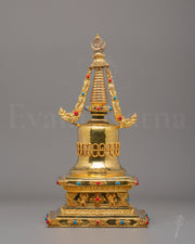 Handcrafted Gold Plated Parinirvana Stupa