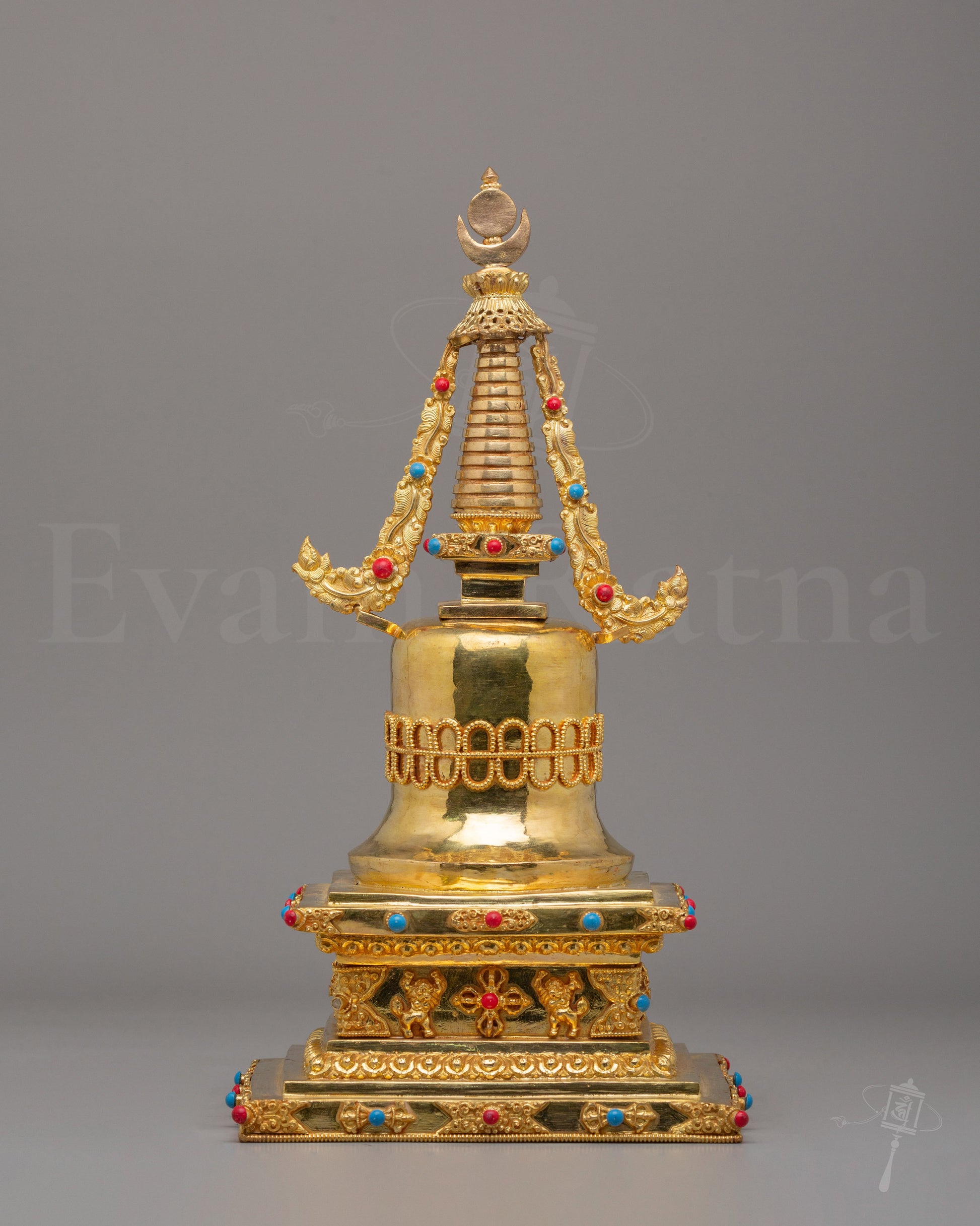 Handcrafted Gold Plated Parinirvana Stupa