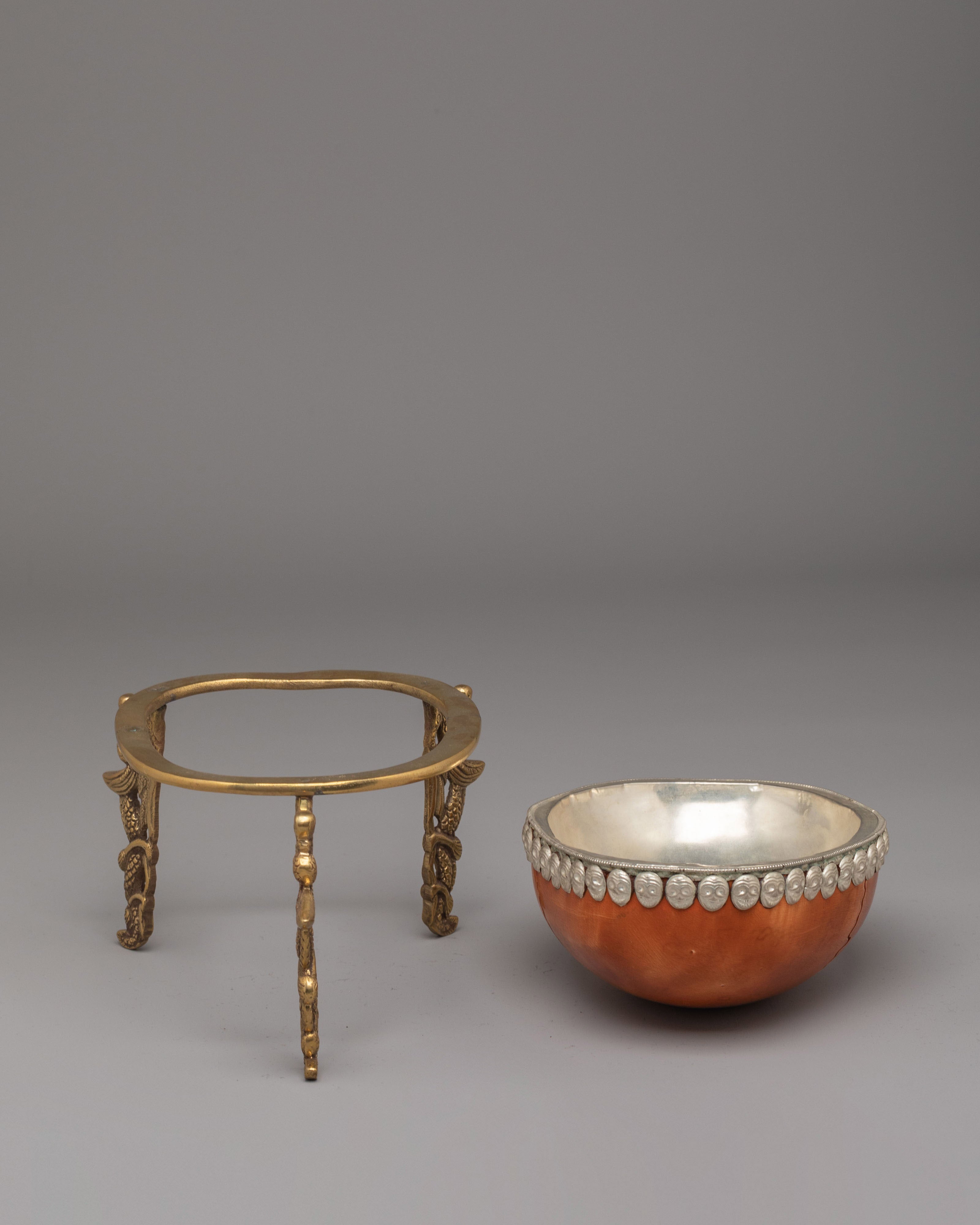 Handmade Kapala Ritual Cup with Stand | Tibetan Buddhist Ritual Bowl