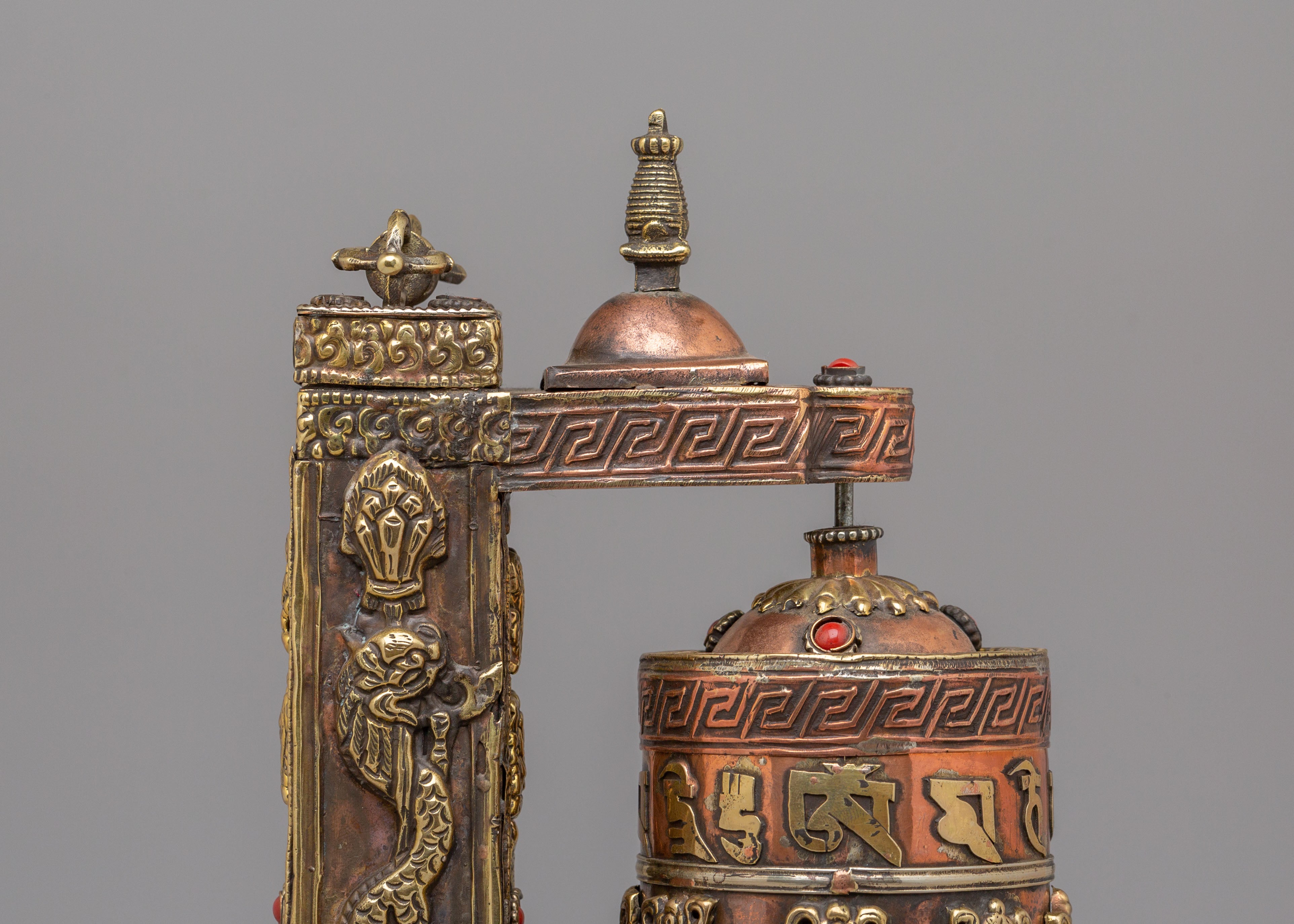 Spiritual Prayer Wheel with Incense Burner | Sacred Tibetan Ritual Object