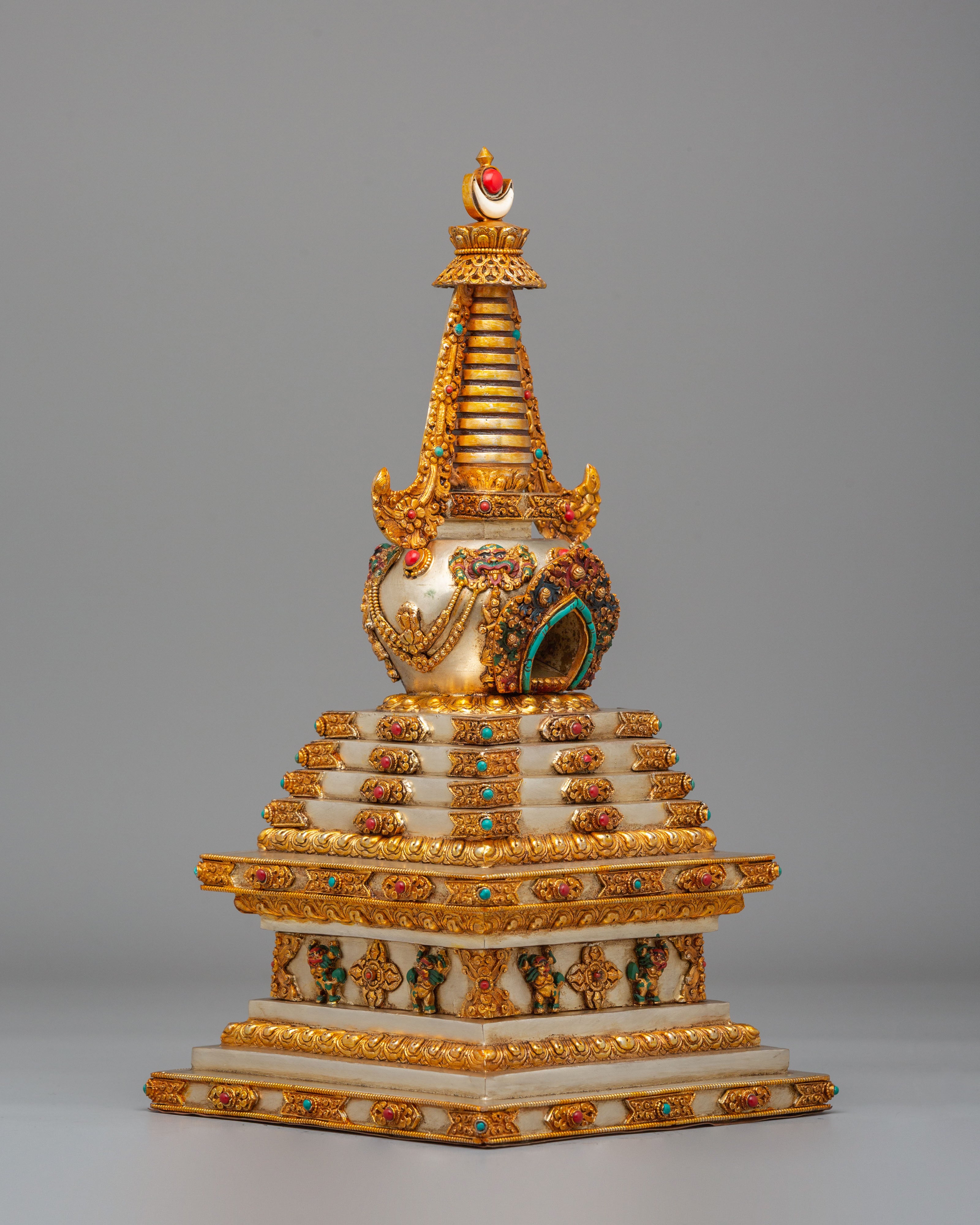 Traditional Enlightenment Chorten | Handcrafted Tibetan Stupa for Altar Decor