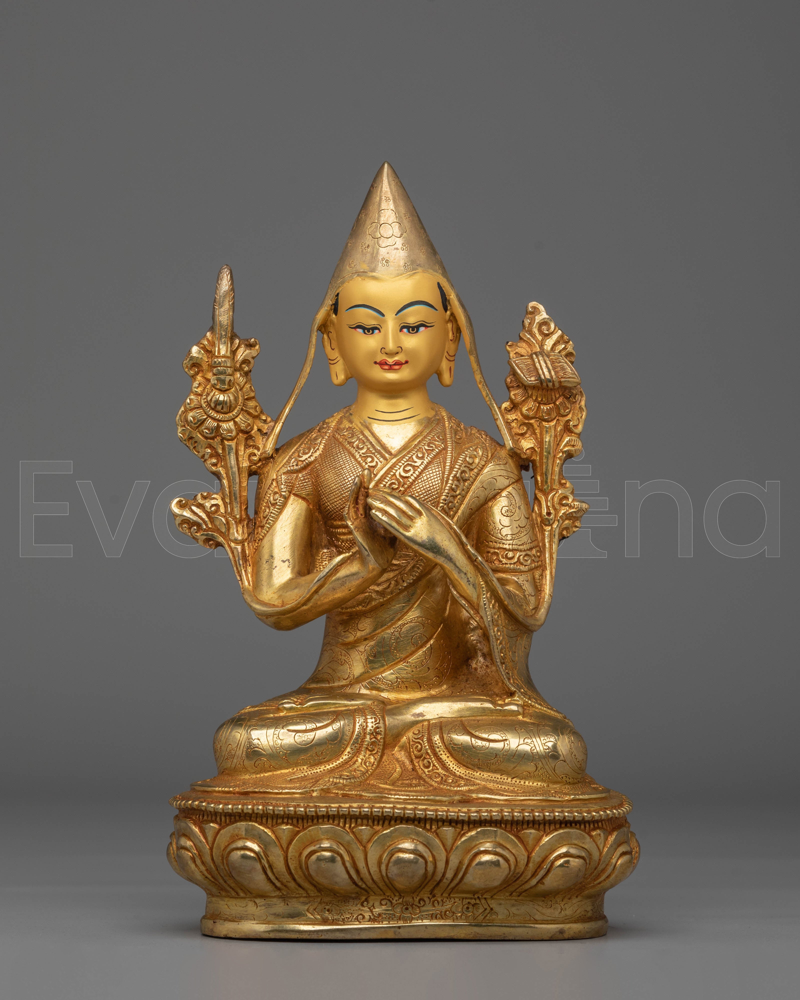 Tsongkhapa Handcrafted Copper Statue 