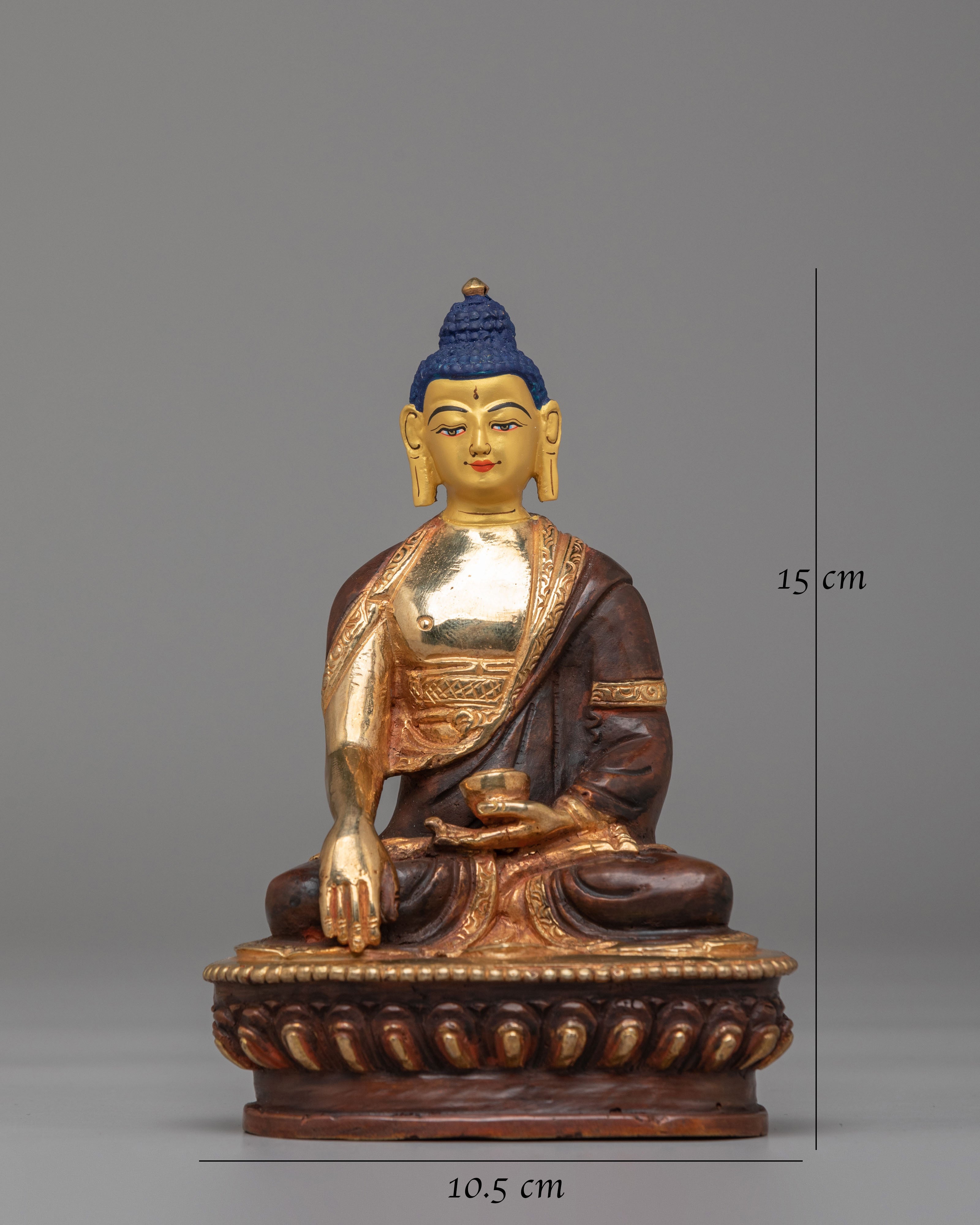Sacred Tibetan Shakyamuni Buddha Statue | Gold Plated Copper Buddhist Figure