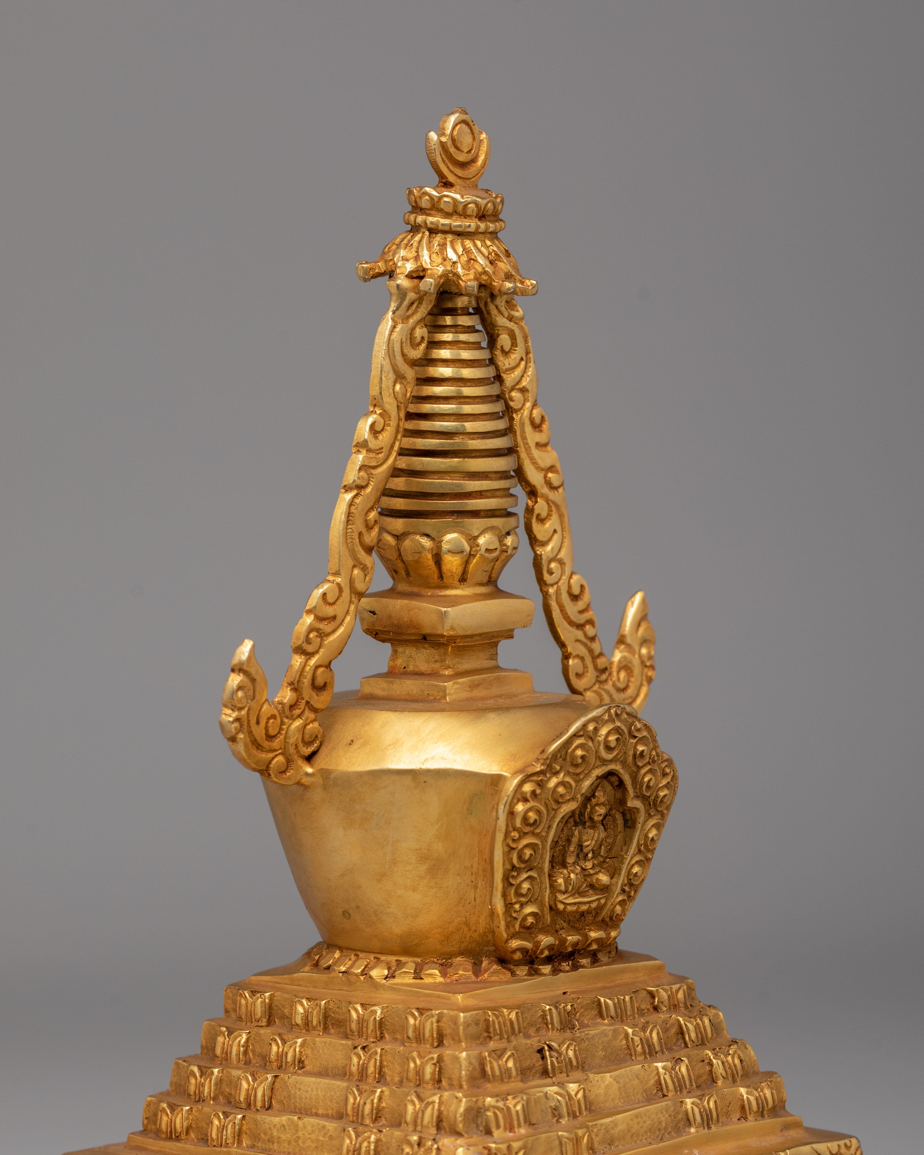 Scared Stupa for Rituals | 24K Gold Plated Buddhist Sacred Art