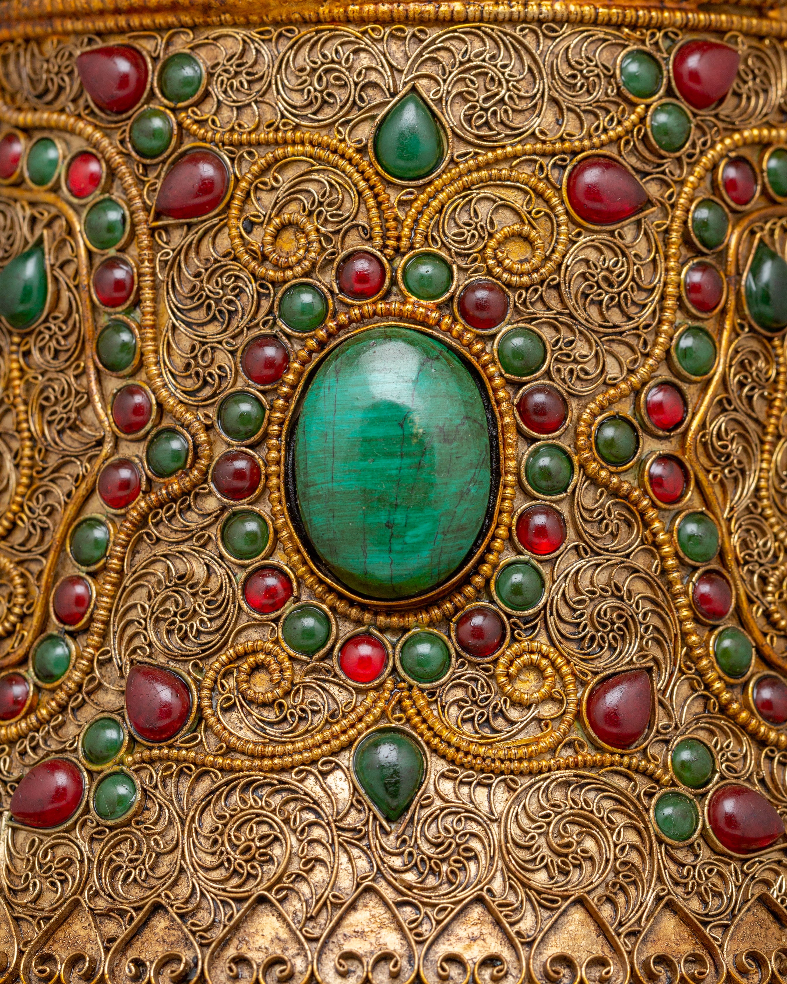 Traditional Flower Vase | Copper Gemstone Buddhist Altar Decor