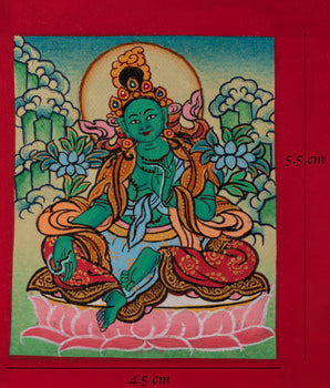 Traditional Green Tara Thangka for Locket | Sacred Buddhist Art