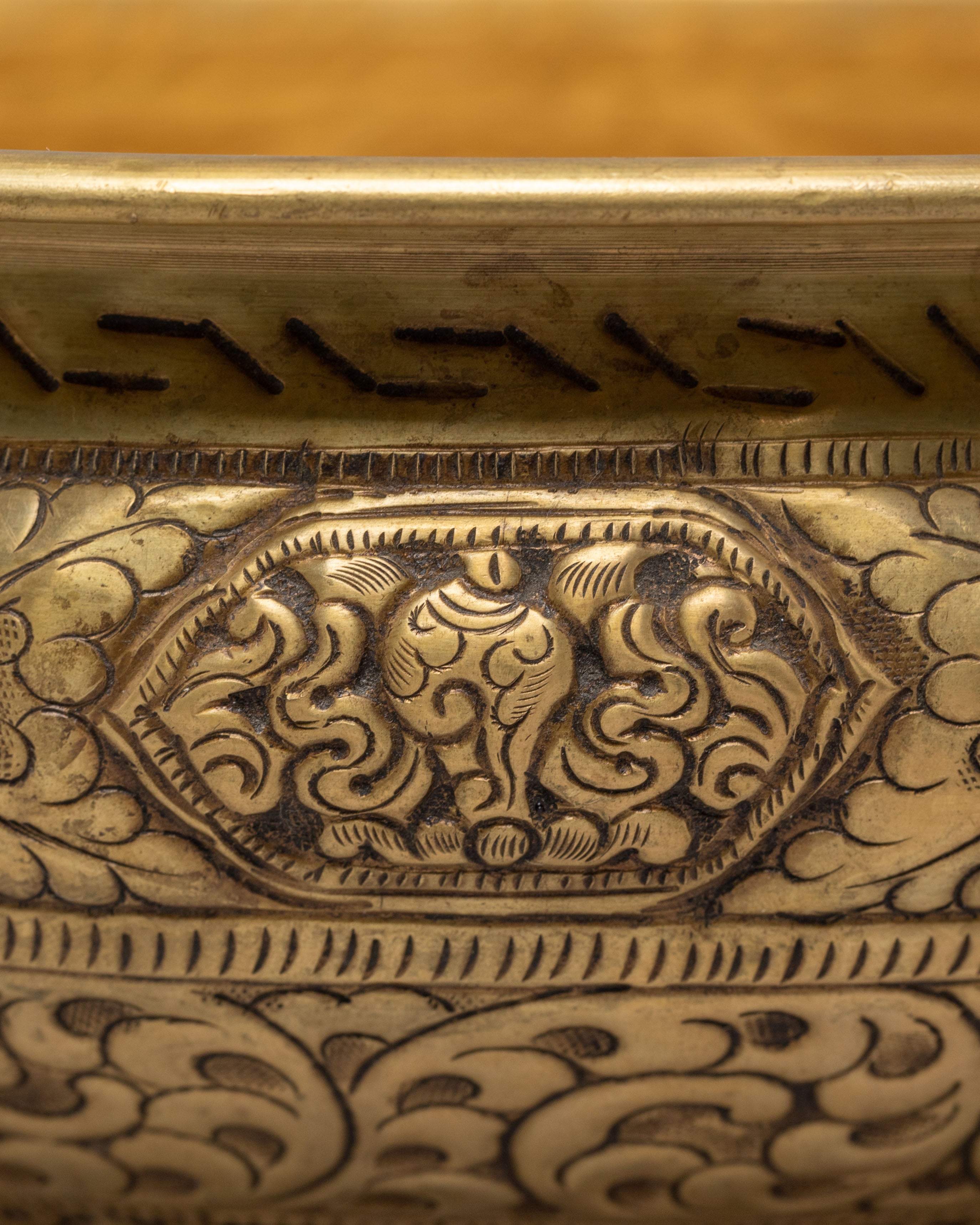 Himalayan Decorative Urli Bowl | Vessel with 8 Auspicious Symbols for Altars & Rituals