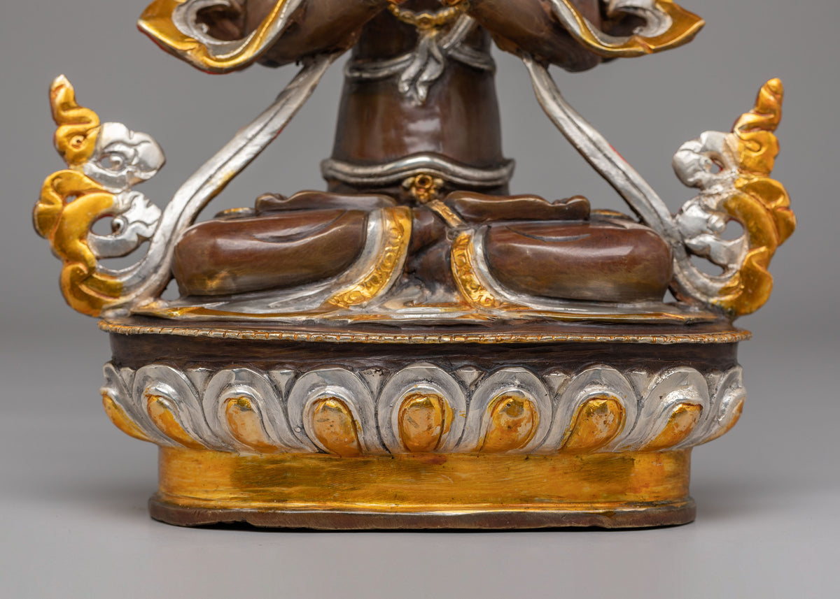 Spiritual Four-Armed Chenrezig Statue | Gold Plated Avalokiteshvara Buddhist Sculpture