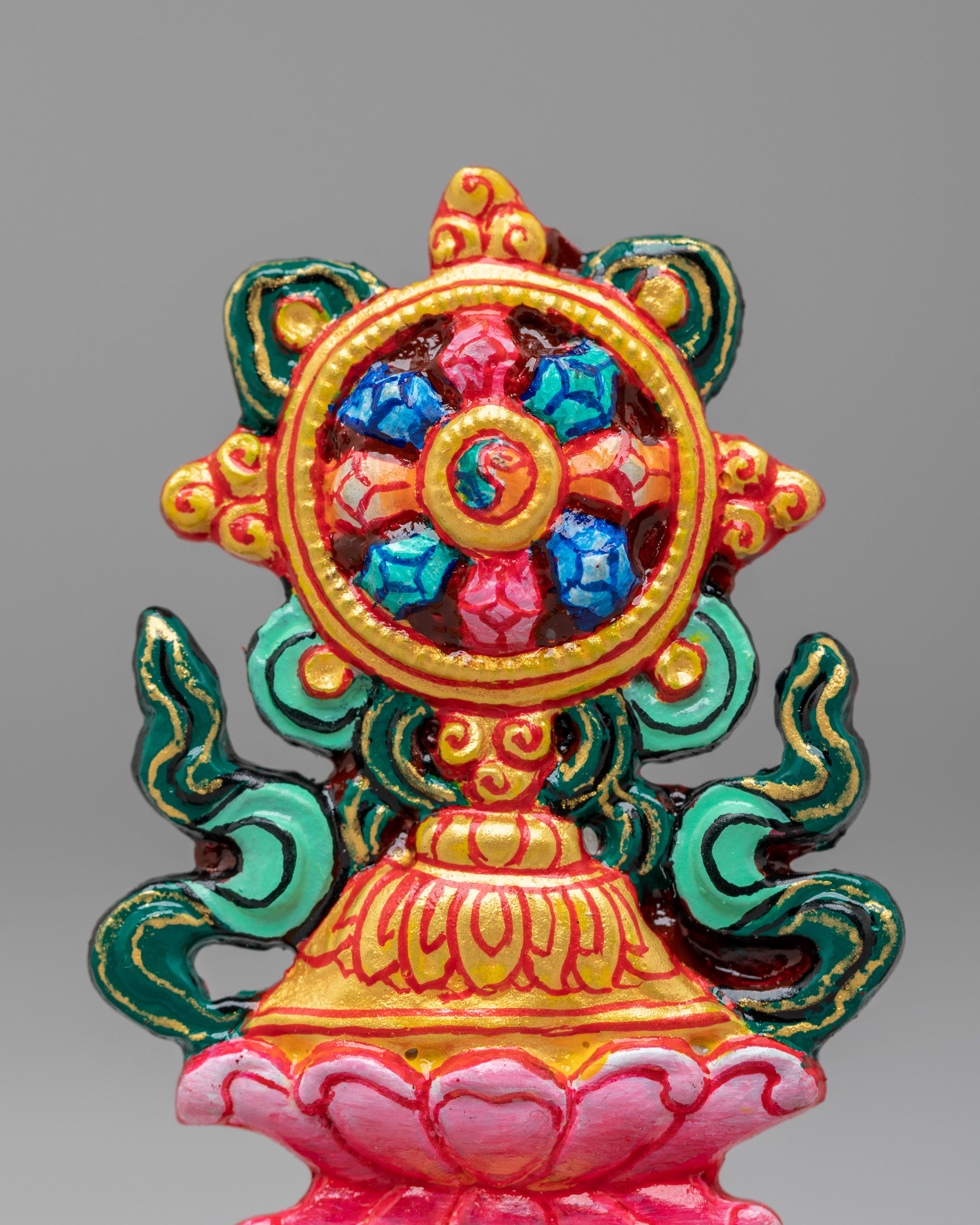Ceremonial 8 Auspicious Symbols Sculpture | Gold & Acrylic Color