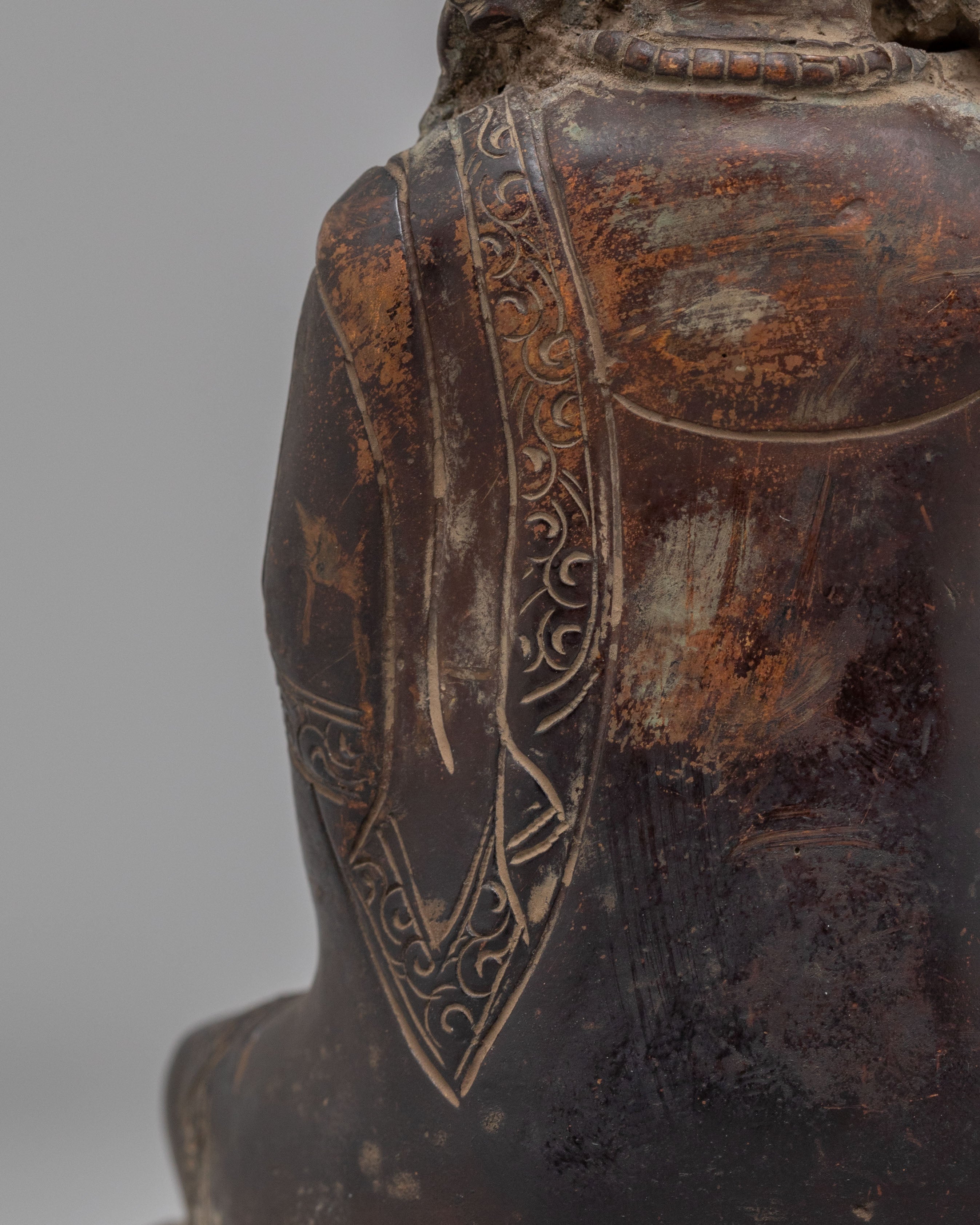 Handmade Crown Shakyamuni Buddha Statue | Oxidized Brass Crowned Buddha