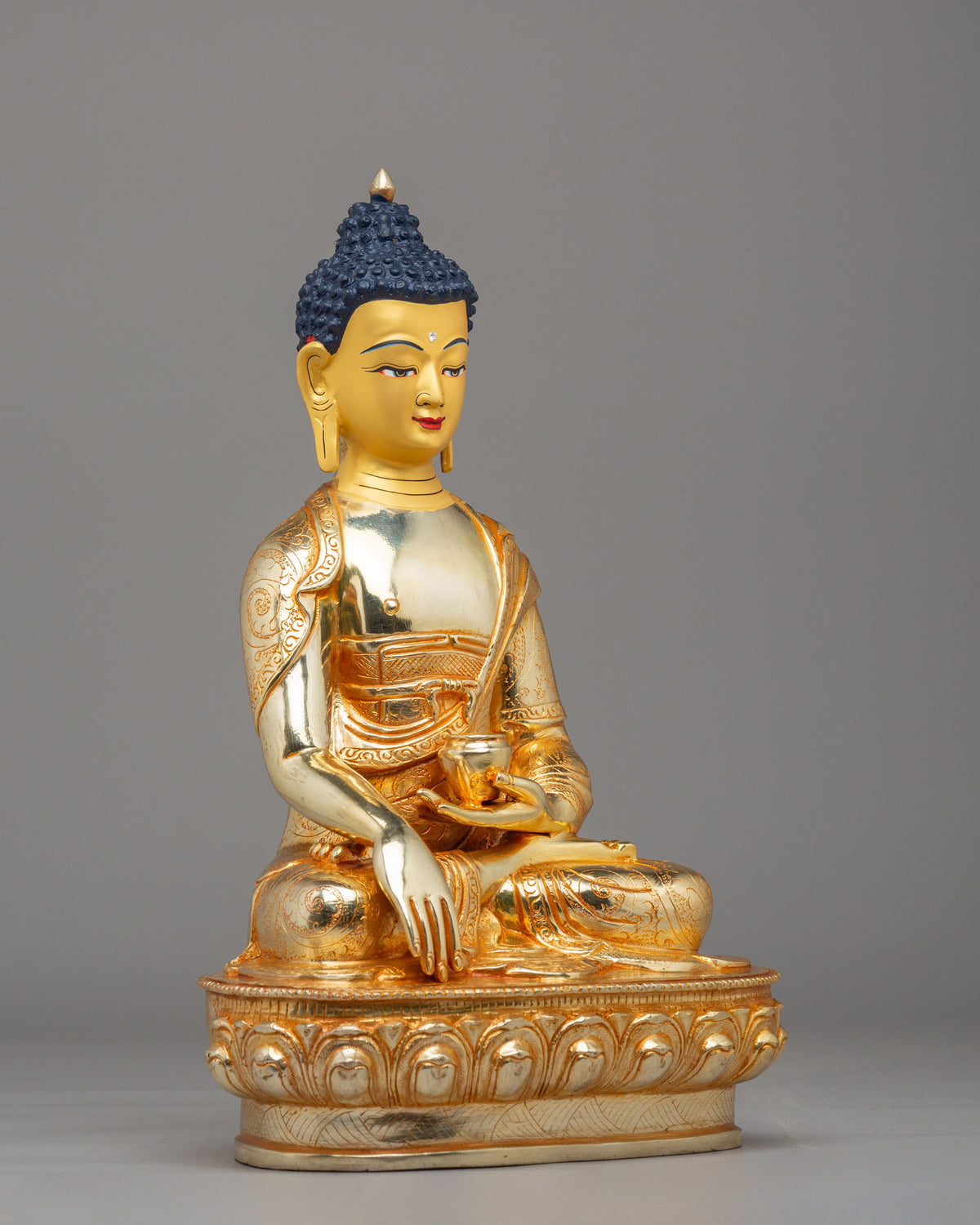 Earth Touching Shakyamuni Buddha Statue | 22K Gold Buddhist Sculpture