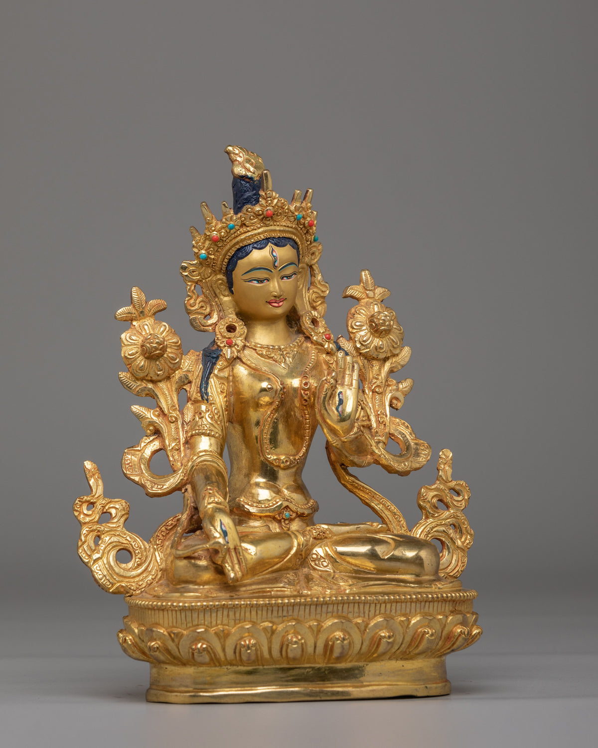 Handcrafted Seven-Eyed White Tara Statue | Tibetan Sculpture for Altar