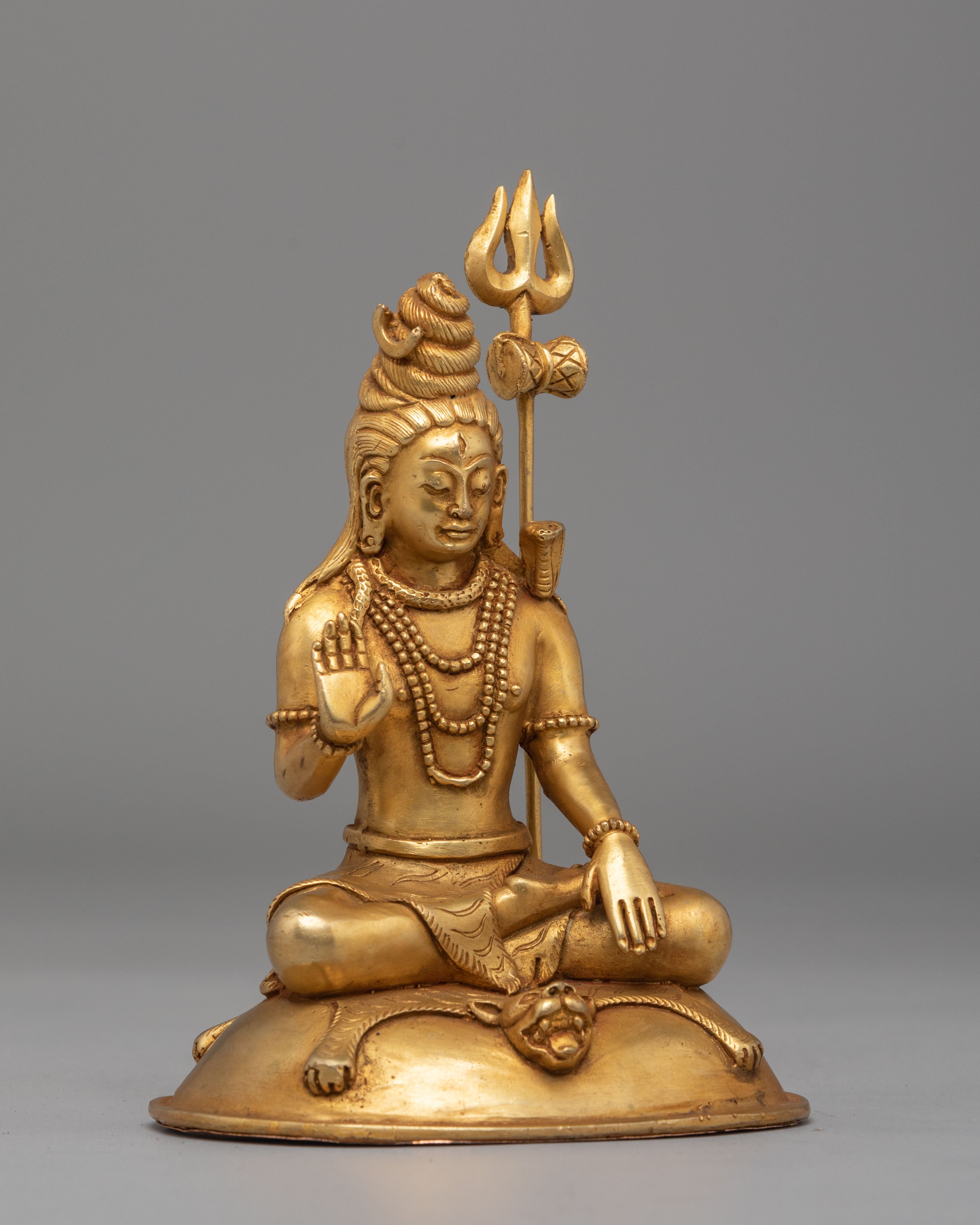 Protector Deity Shiva Statue | Copper Hindu Mahadev Sculpture