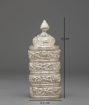 Traditional Rice Offering Pot for Puja and Ceremonies | Silver Plated Ritual Vessel