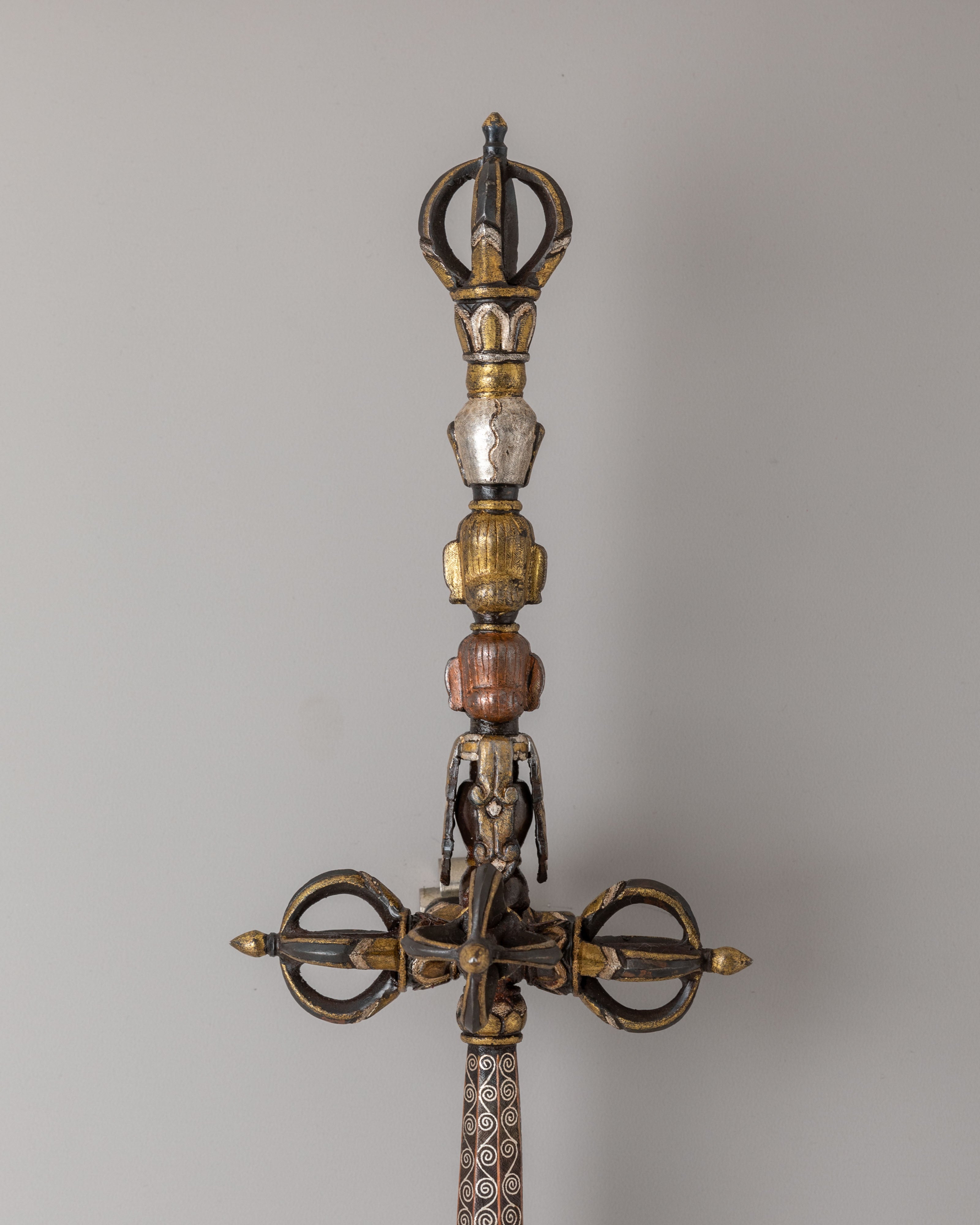 Handcrafted Khatvanga Staff | Sacred Buddhist Artifact for Meditation and Altar Display