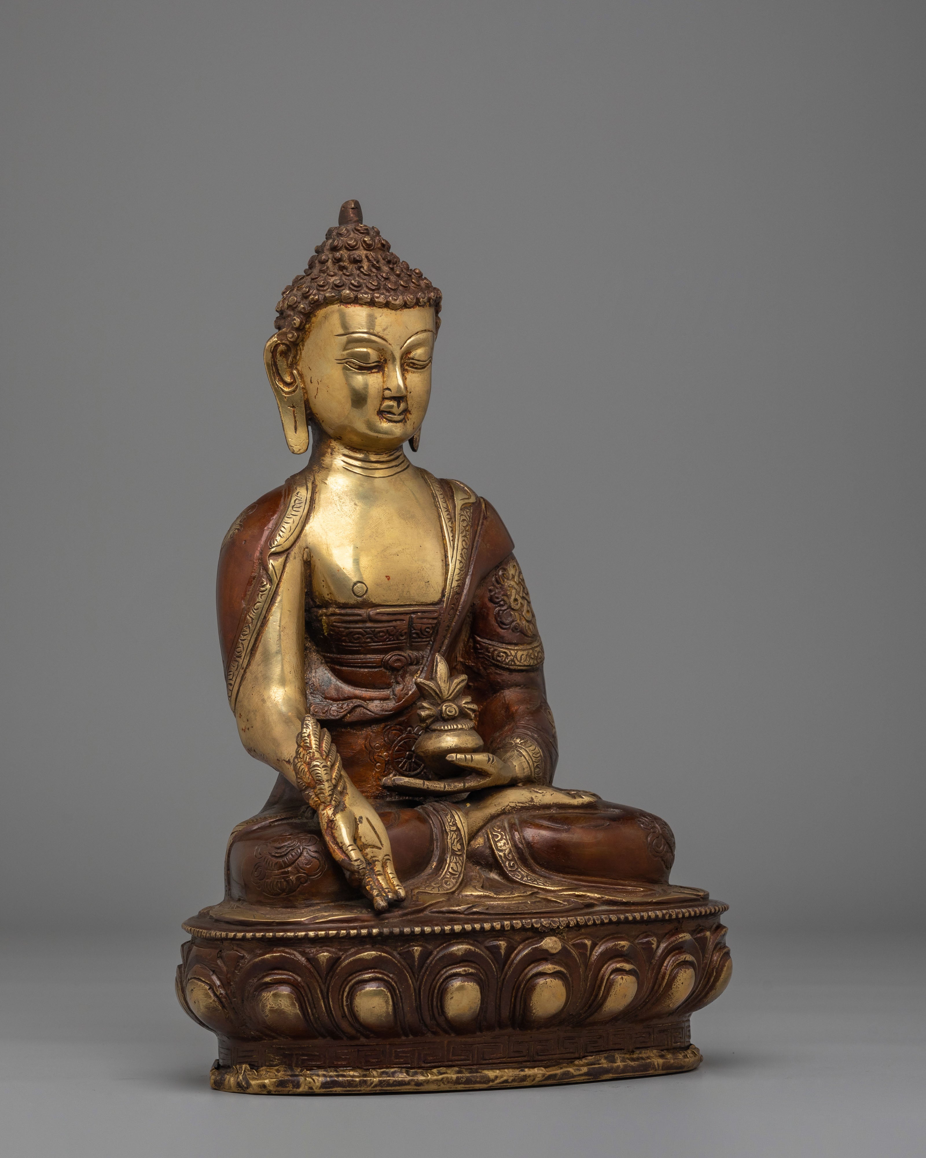 Scared Medicine Buddha Buddhist Statue | Handcrafted Brass Sculpture