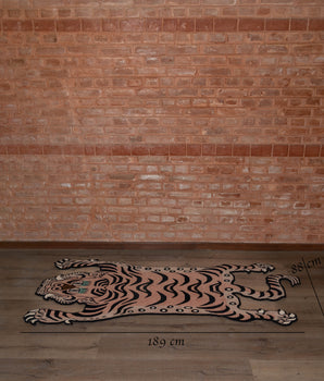 Decorative Handwoven Tiger Rug | Tibetan & New Zealand Wool with Viscose Accents