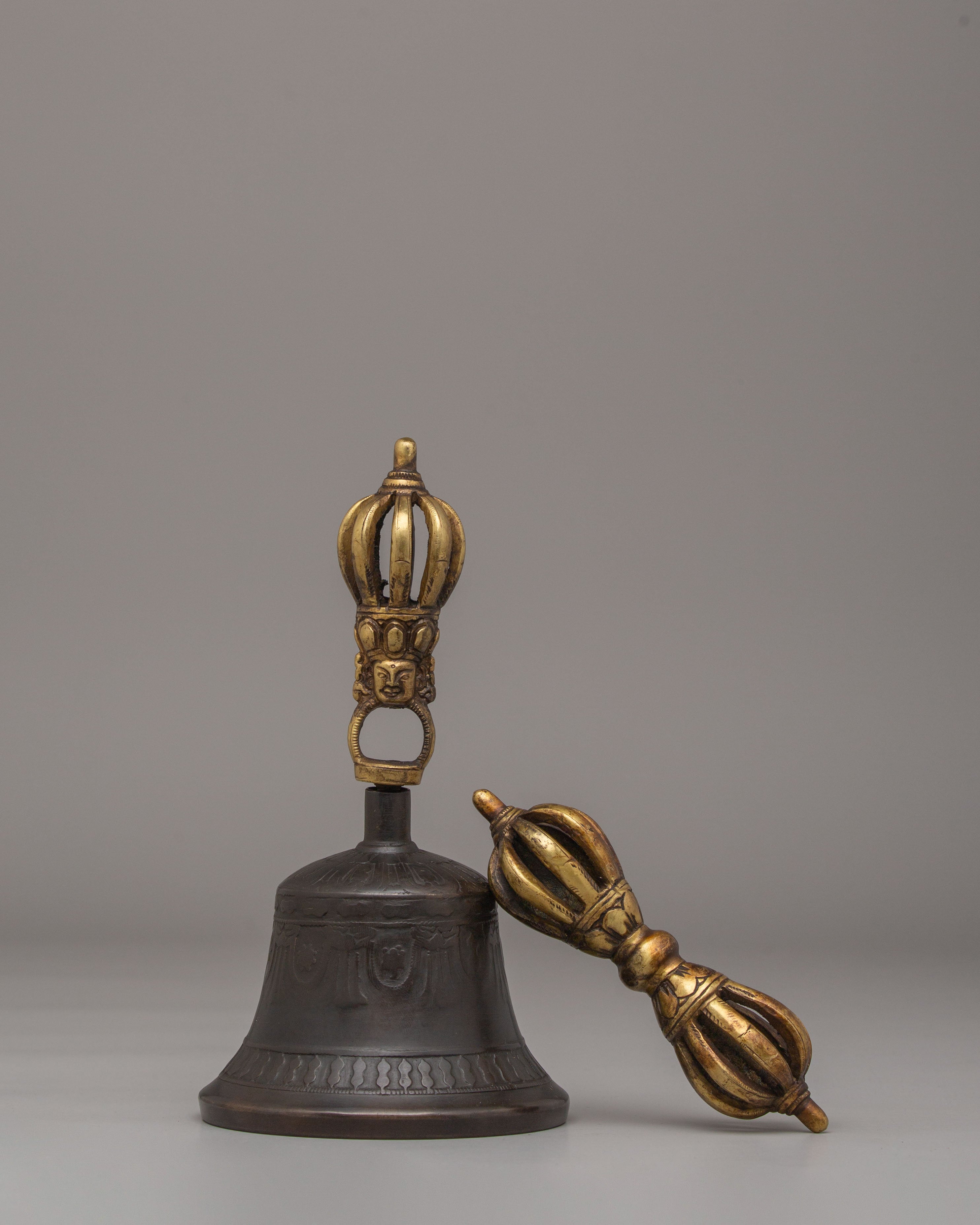 Himalayan Altar Vajra and Bell Set | Handcrafted Ritual Tools for Spiritual Practice