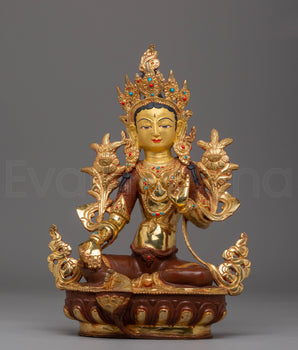 Green Tara Handmade Statue Protector from Suffering and Obstacles