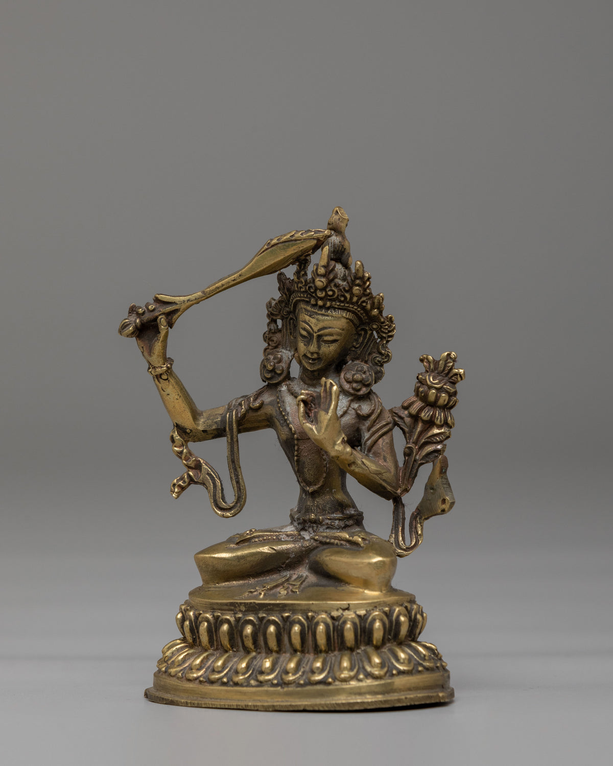 Manjushri Spiritual Deity Statue | Handcrafted Altar Sculpture