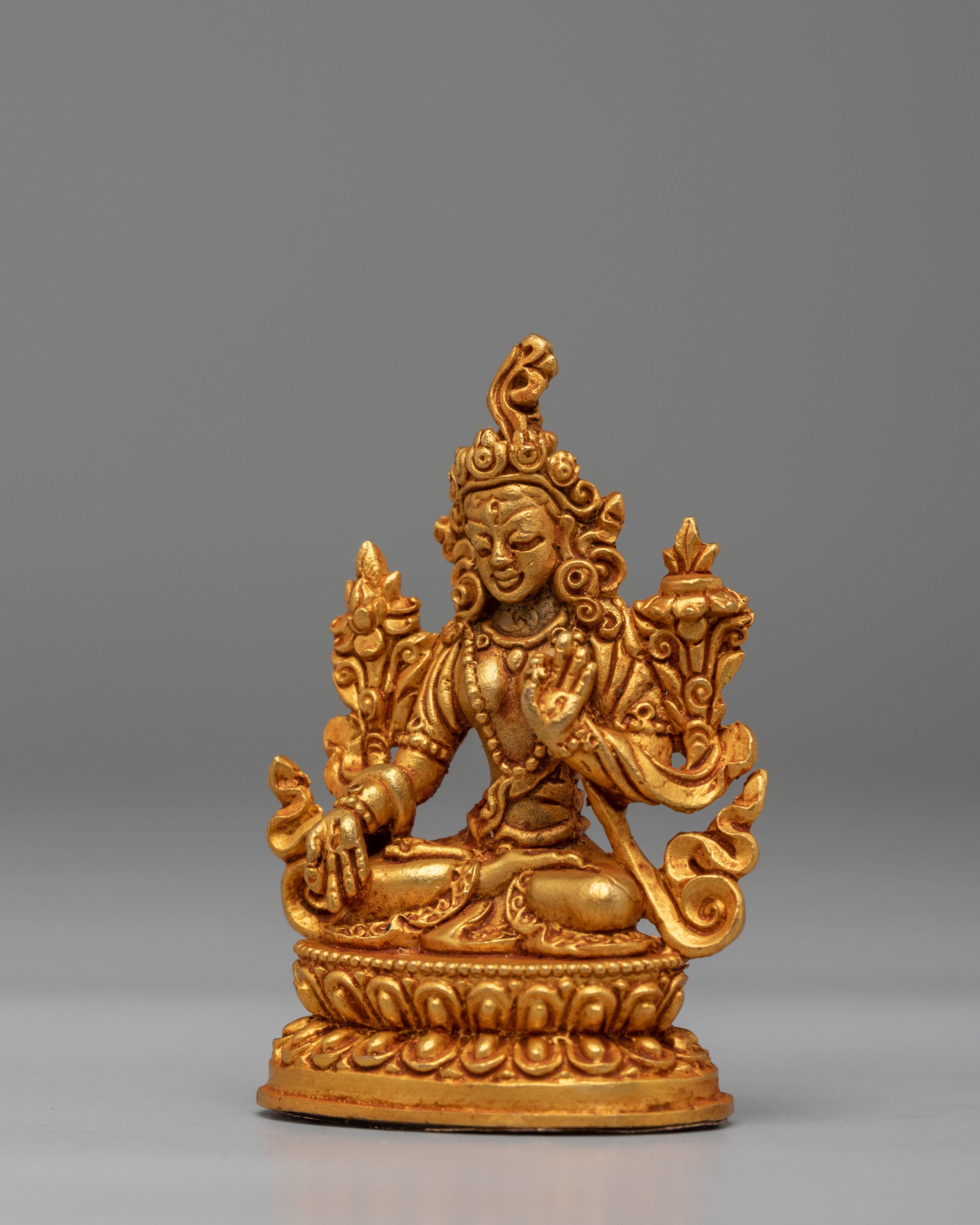 Handcrafted White Tara Goddess Statue | Copper Body with Gold Plating