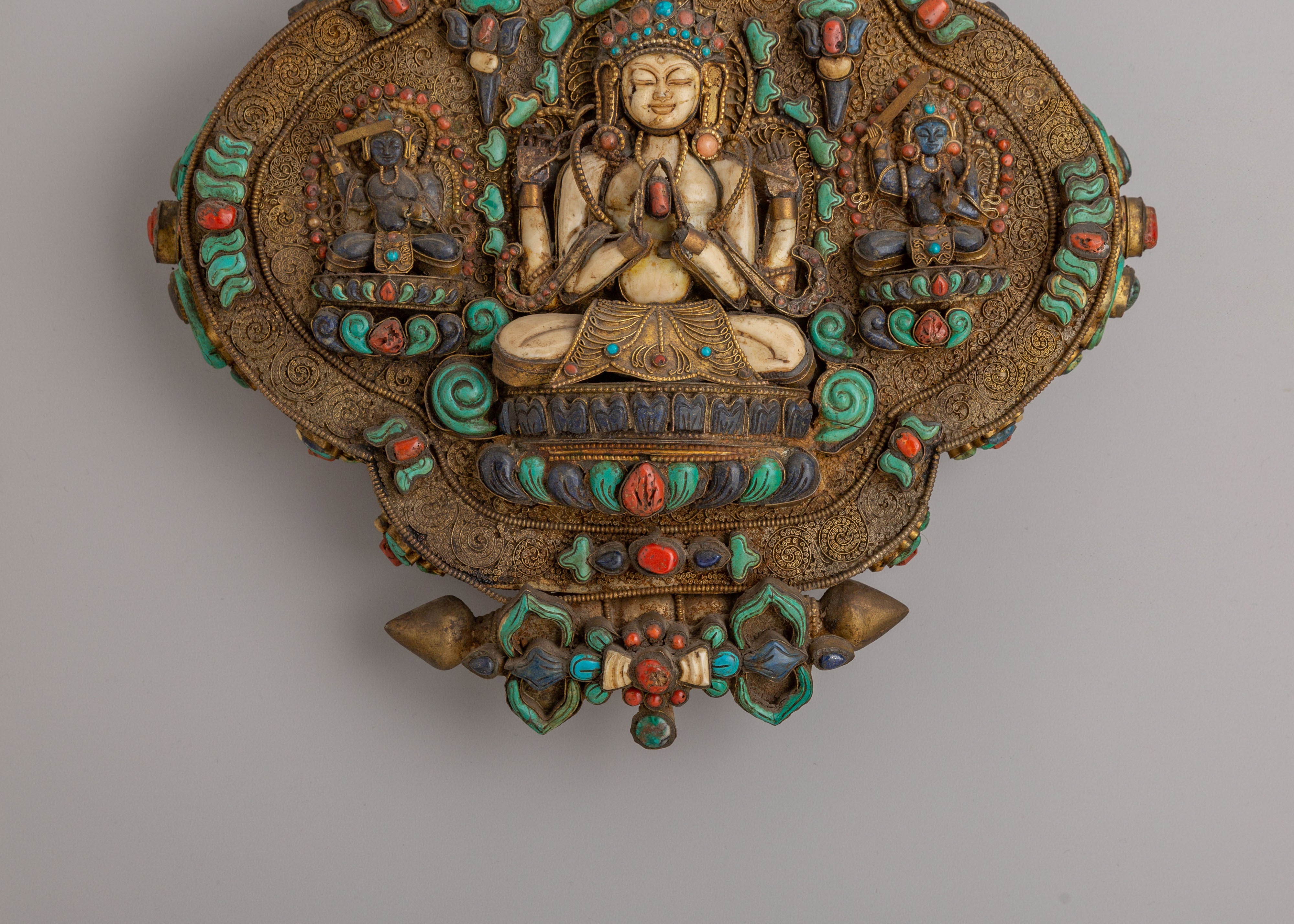 Chenrezig Tibetan Ghau Box Locket | Sacred Amulet Box for Meditation &amp; Ritual Use