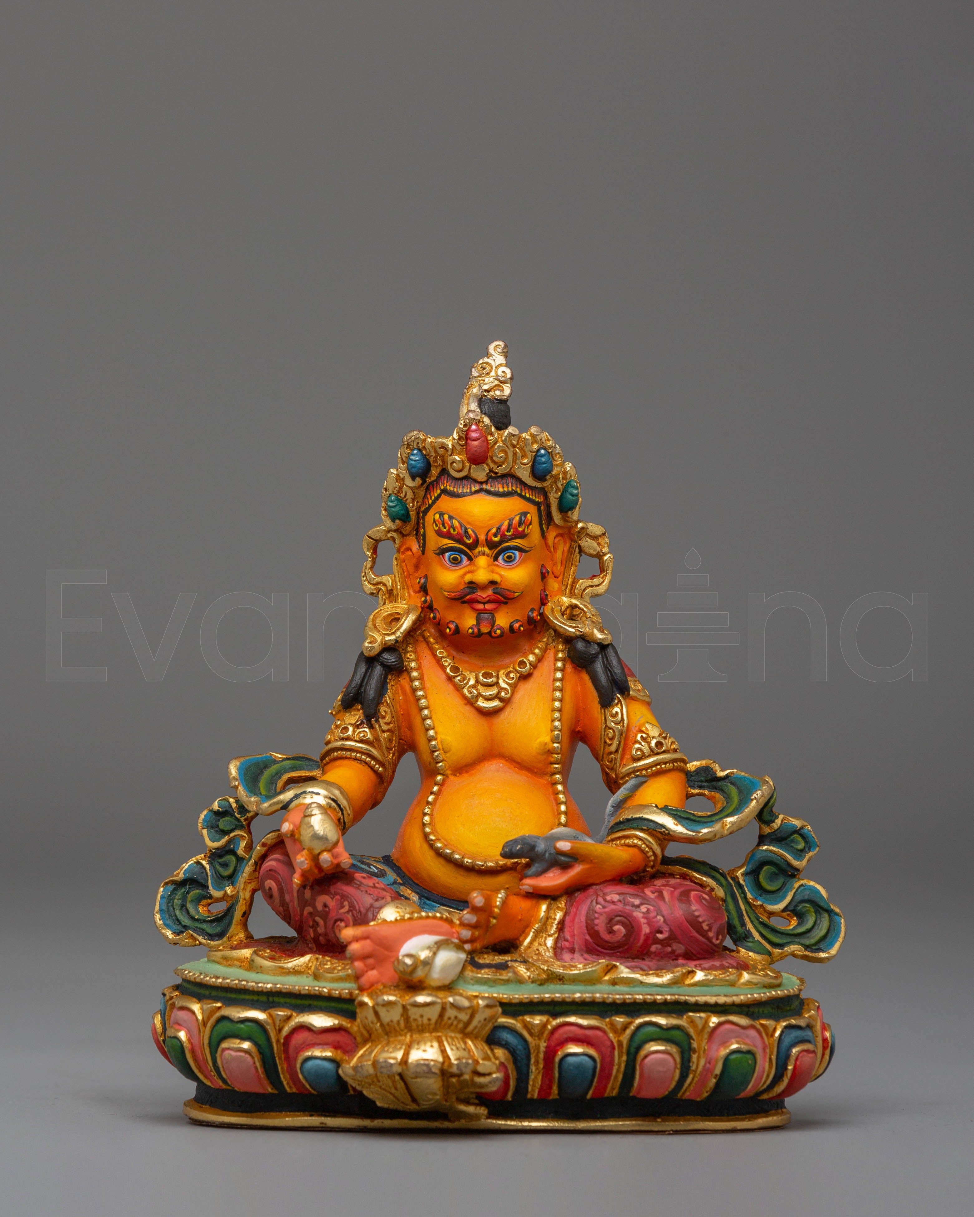 Handcrafted Copper Statue of Dzambhala for Altar