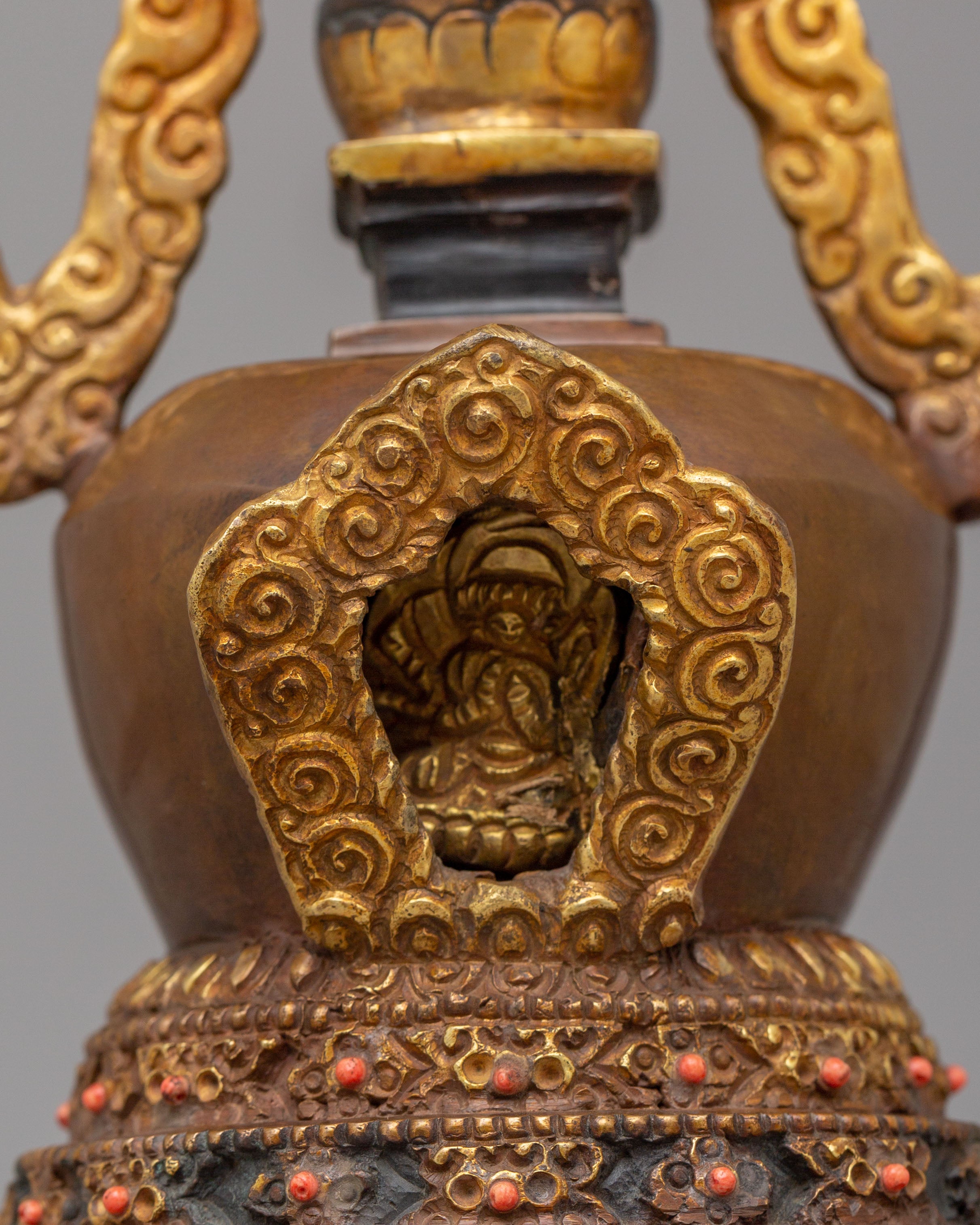 Sacred Lotus Blossom Stupa for Altar | Tibetan Buddhist Shrine Decor