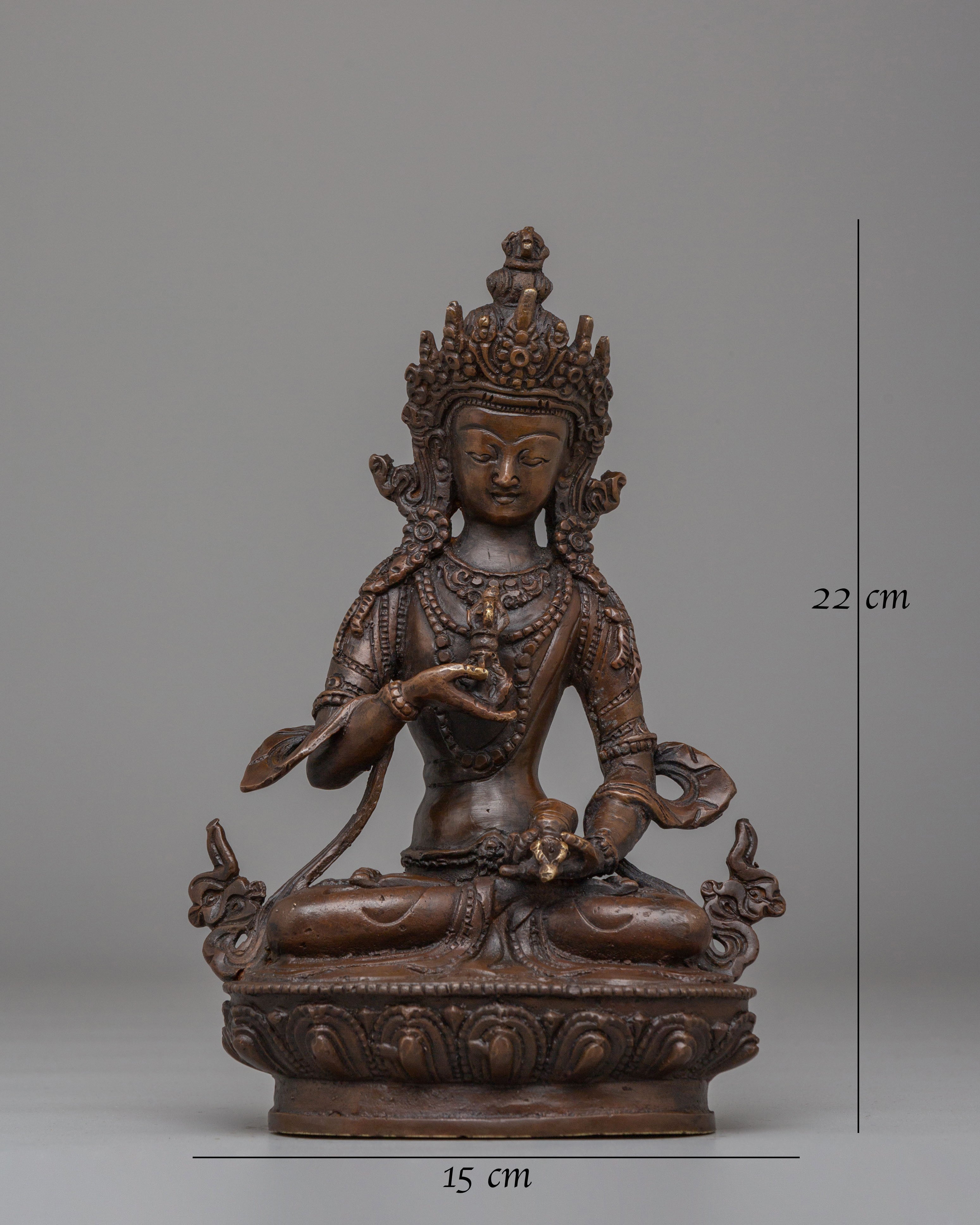 Sacred Himalayan Vajrasattva Statue | Oxidized Copper Figurine for Spiritual Meditation
