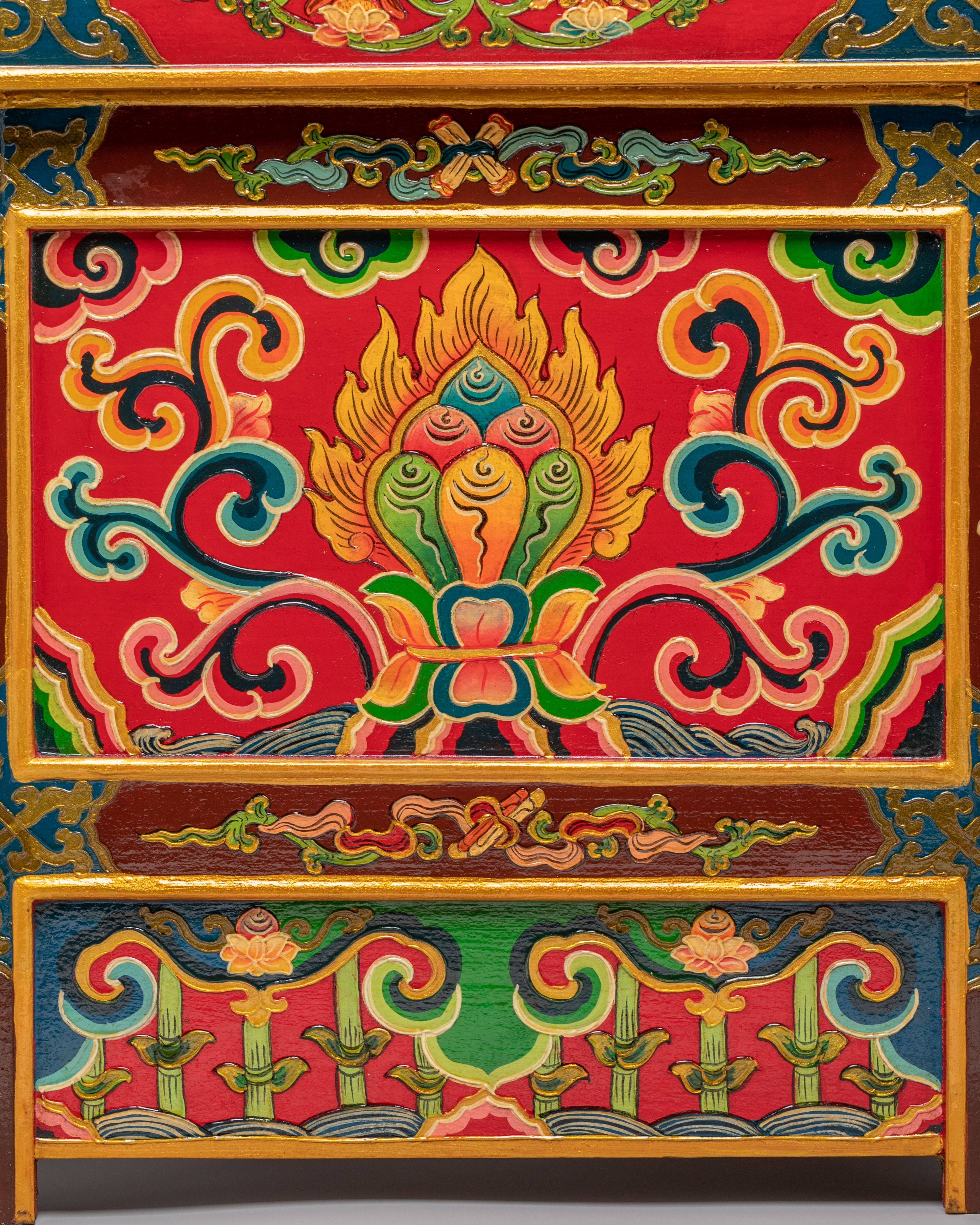 Handcrafted Wooden Folding Table | Tibetan Buddhist Altar Furniture