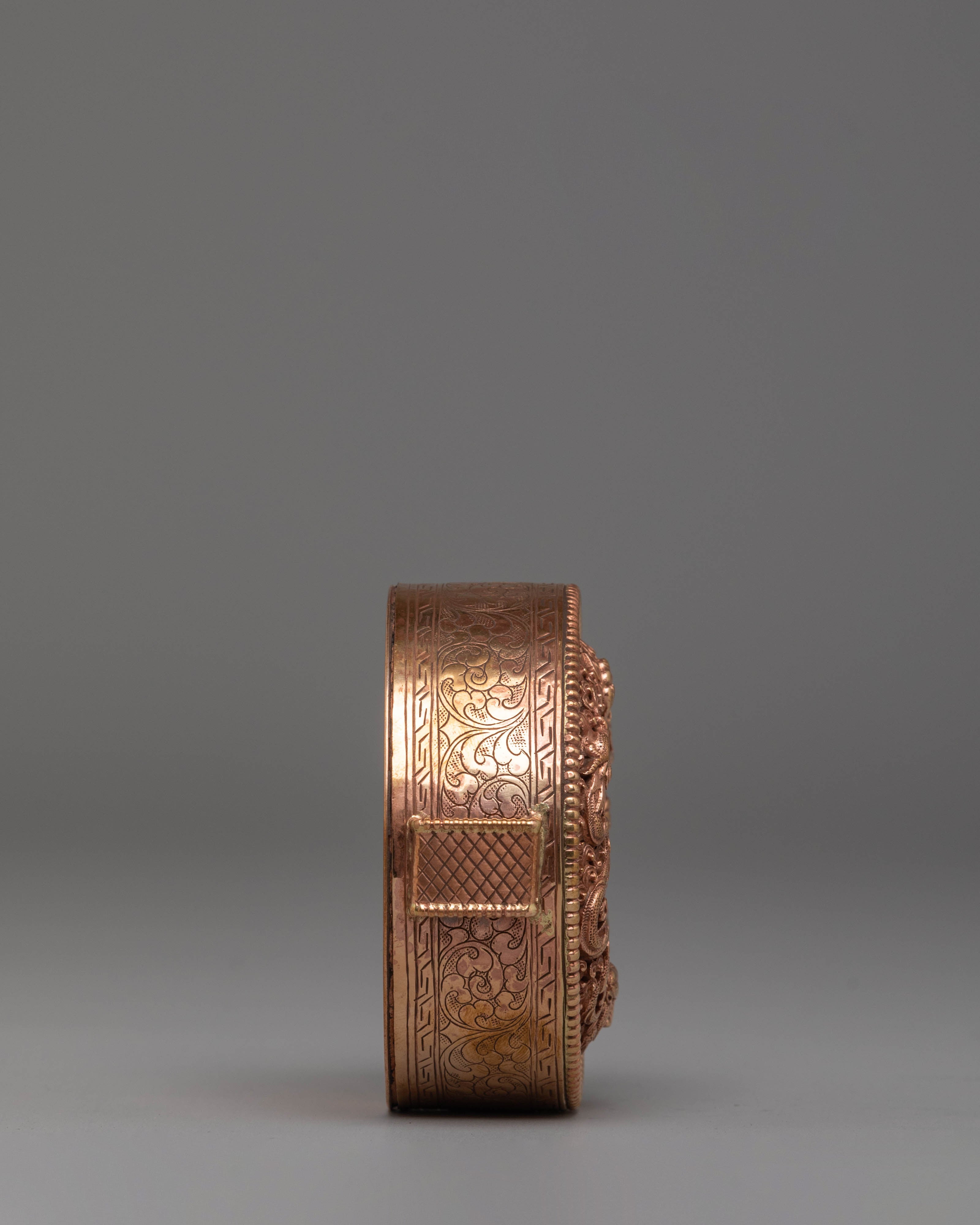 Handmade Buddhist Copper Ghau Box | Symbol of Protection