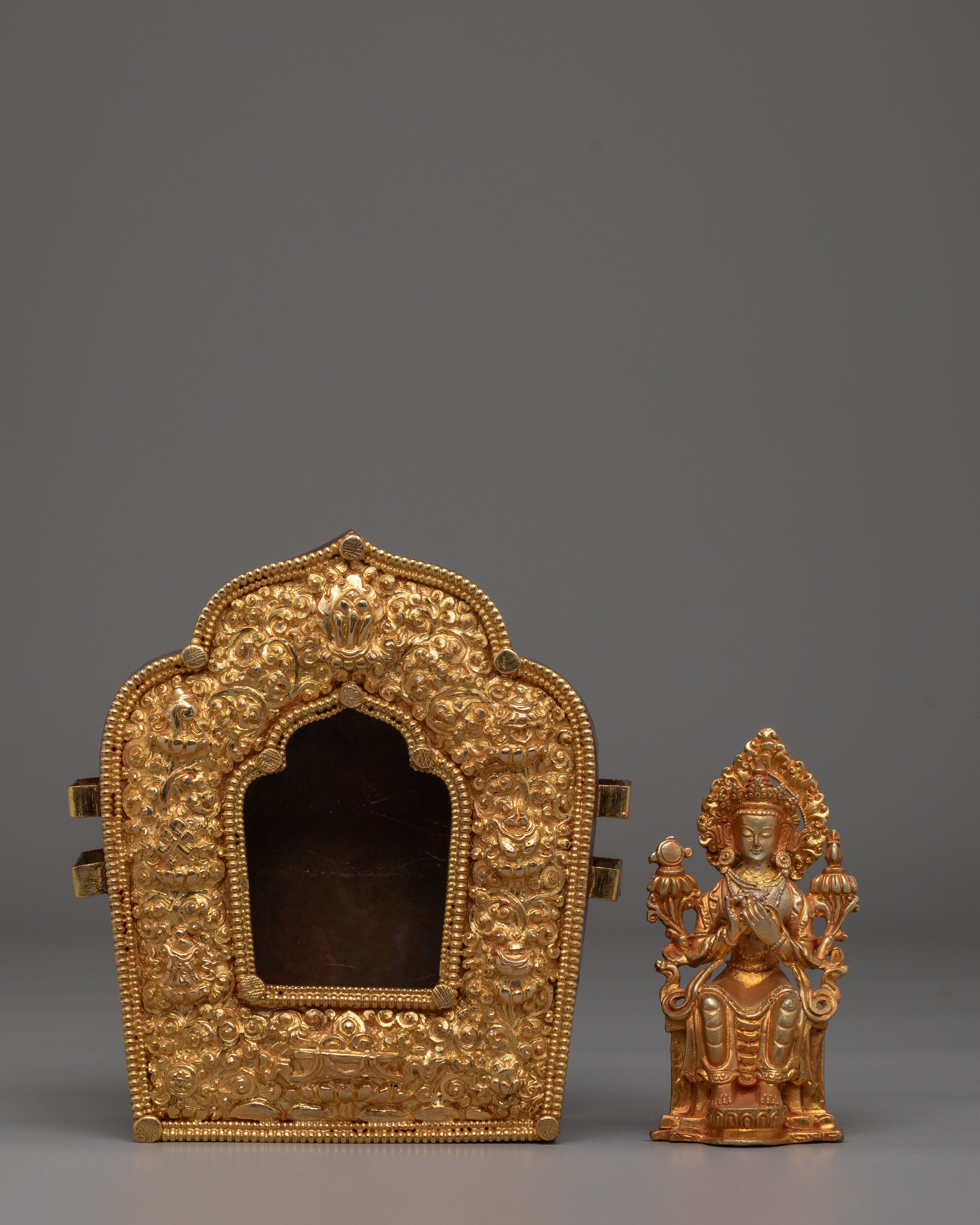 Spiritual Altar Ghau Box | Tibetan Copper Shrine