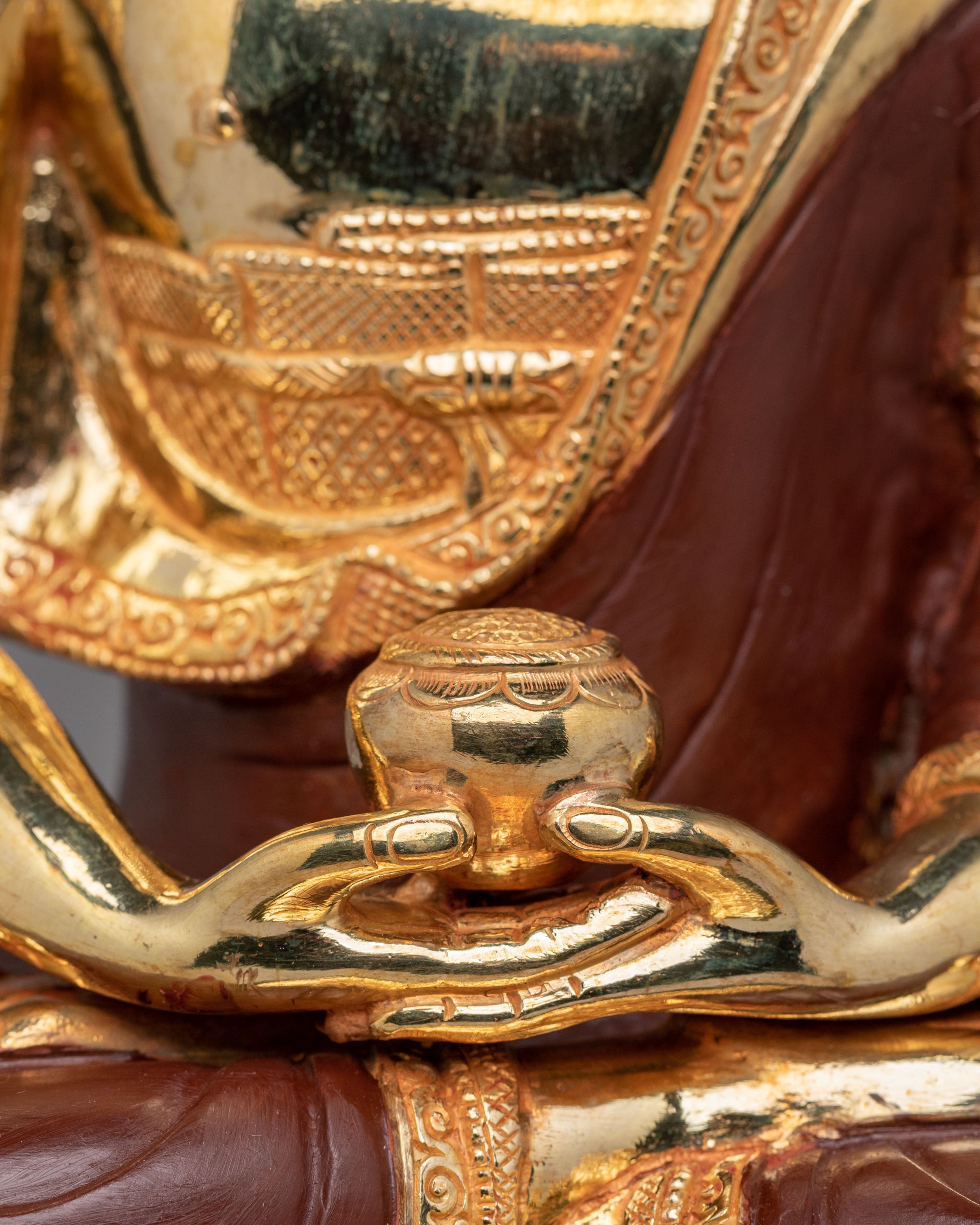Tibetan Amitabha Buddha Altar Statue | Handcrafted Copper Body with Gold Plating