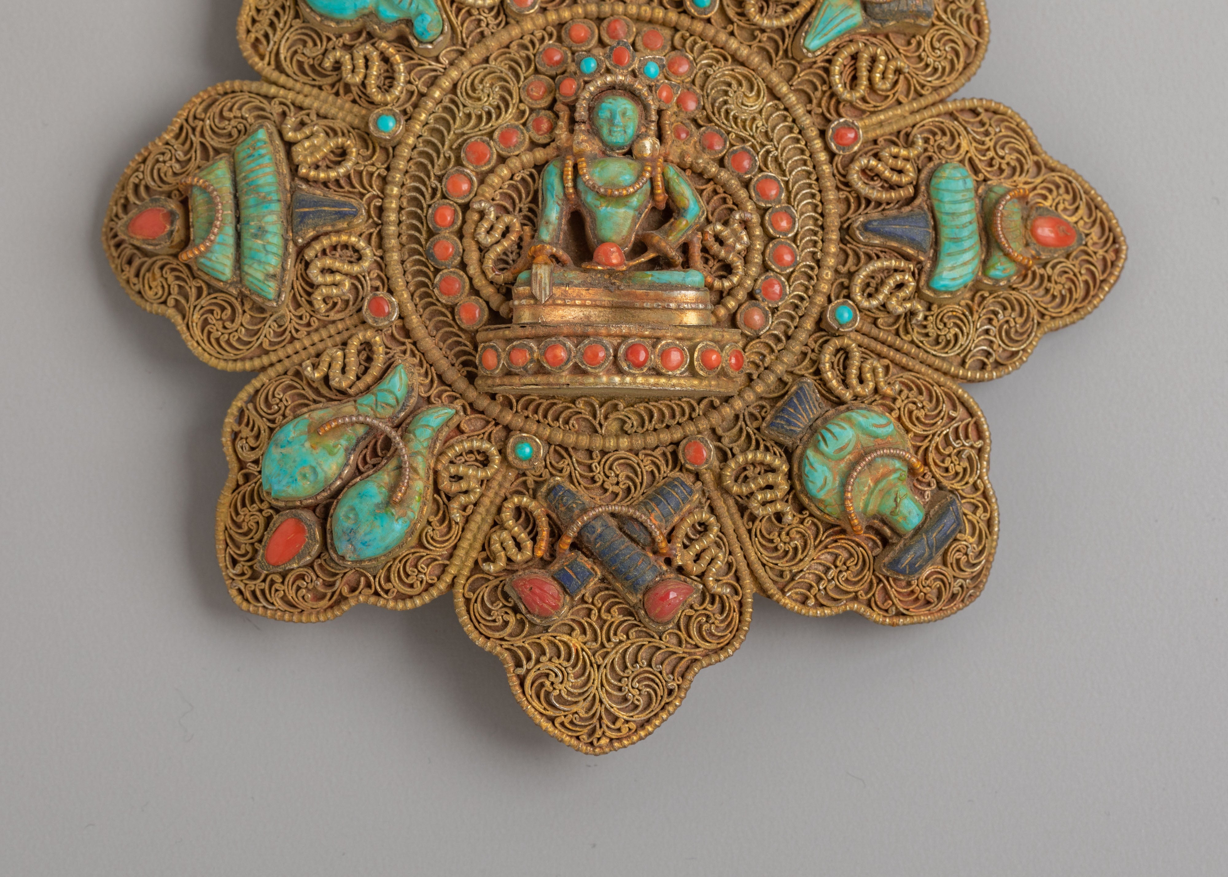 Shakyamuni Buddha Ghau Box Locket | Eight Auspicious Symbols