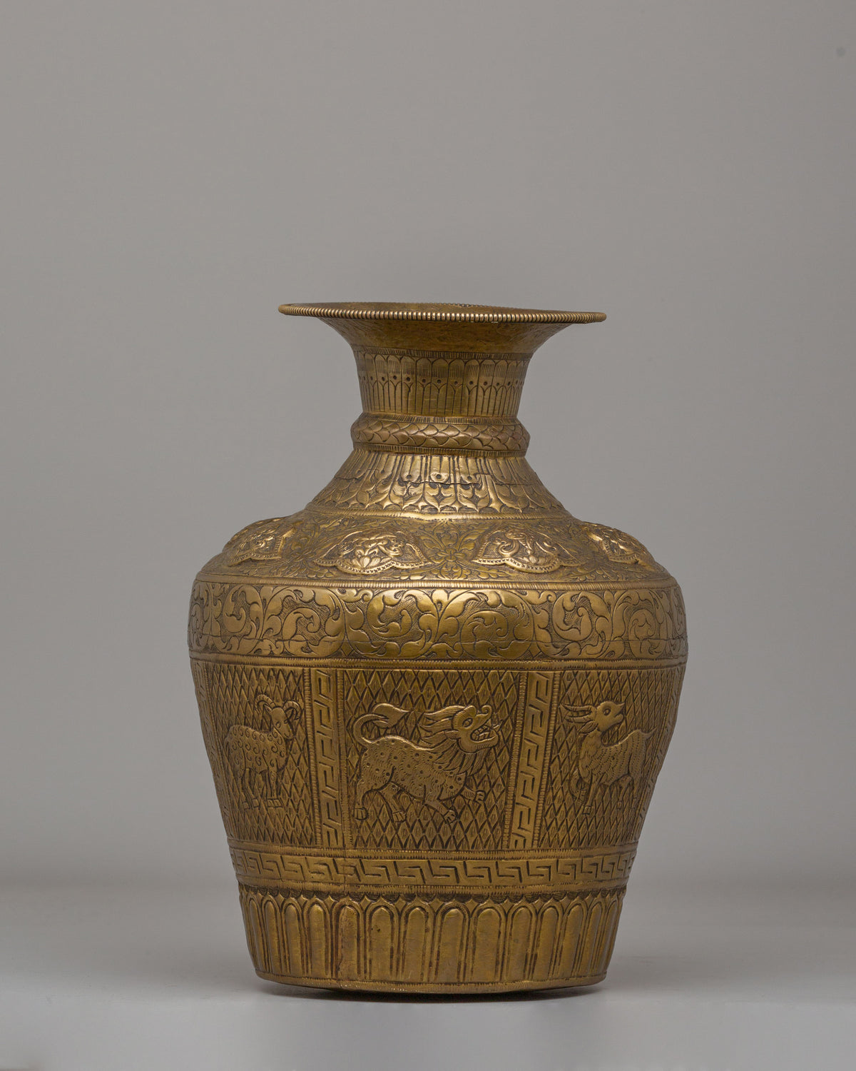 Decorative Himalayan Vase | Handcrafted Brass Tibetan Vessel