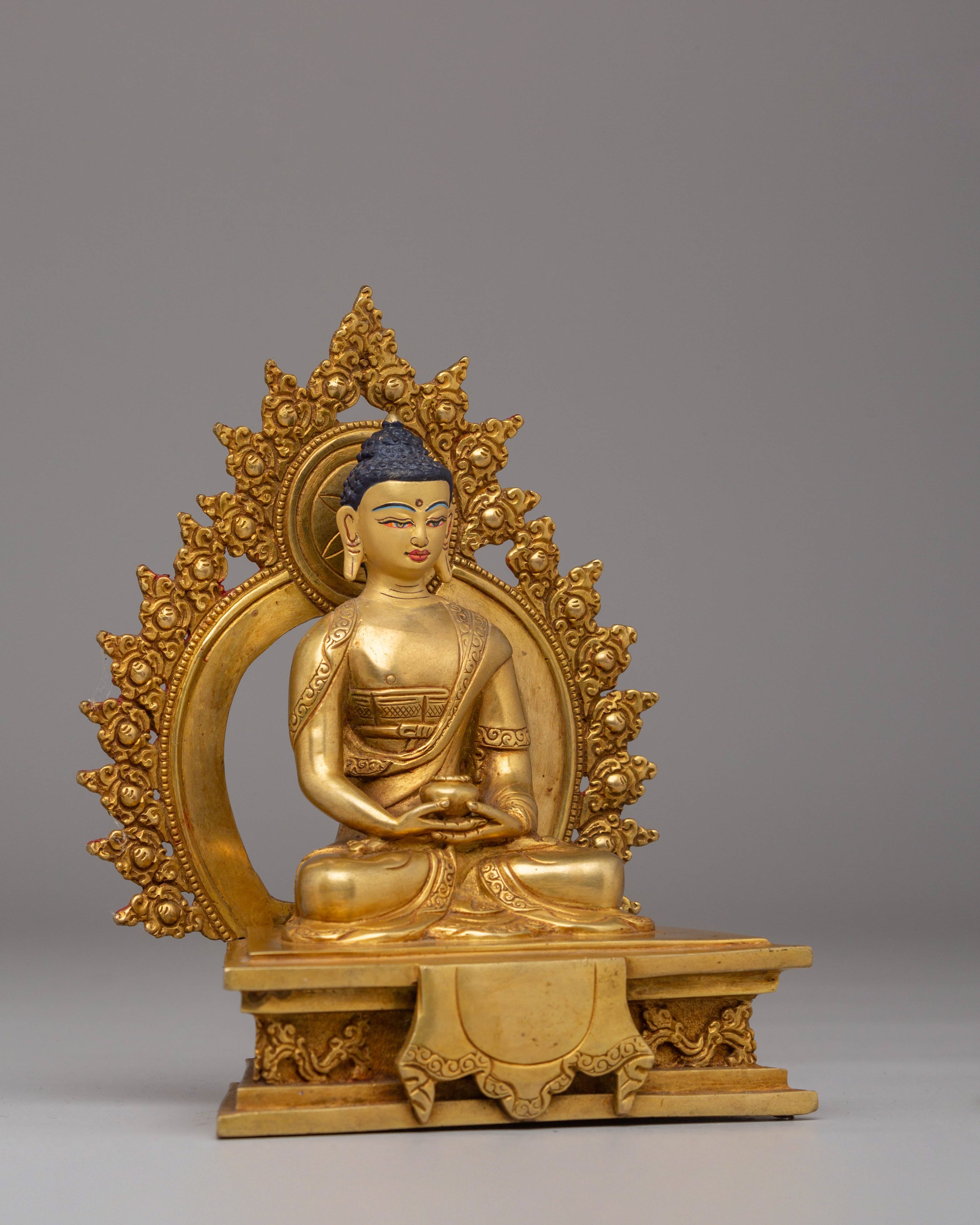 Buddha Amitabha Sacred Statue | Gold Plated Copper for Wisdom and Compassion
