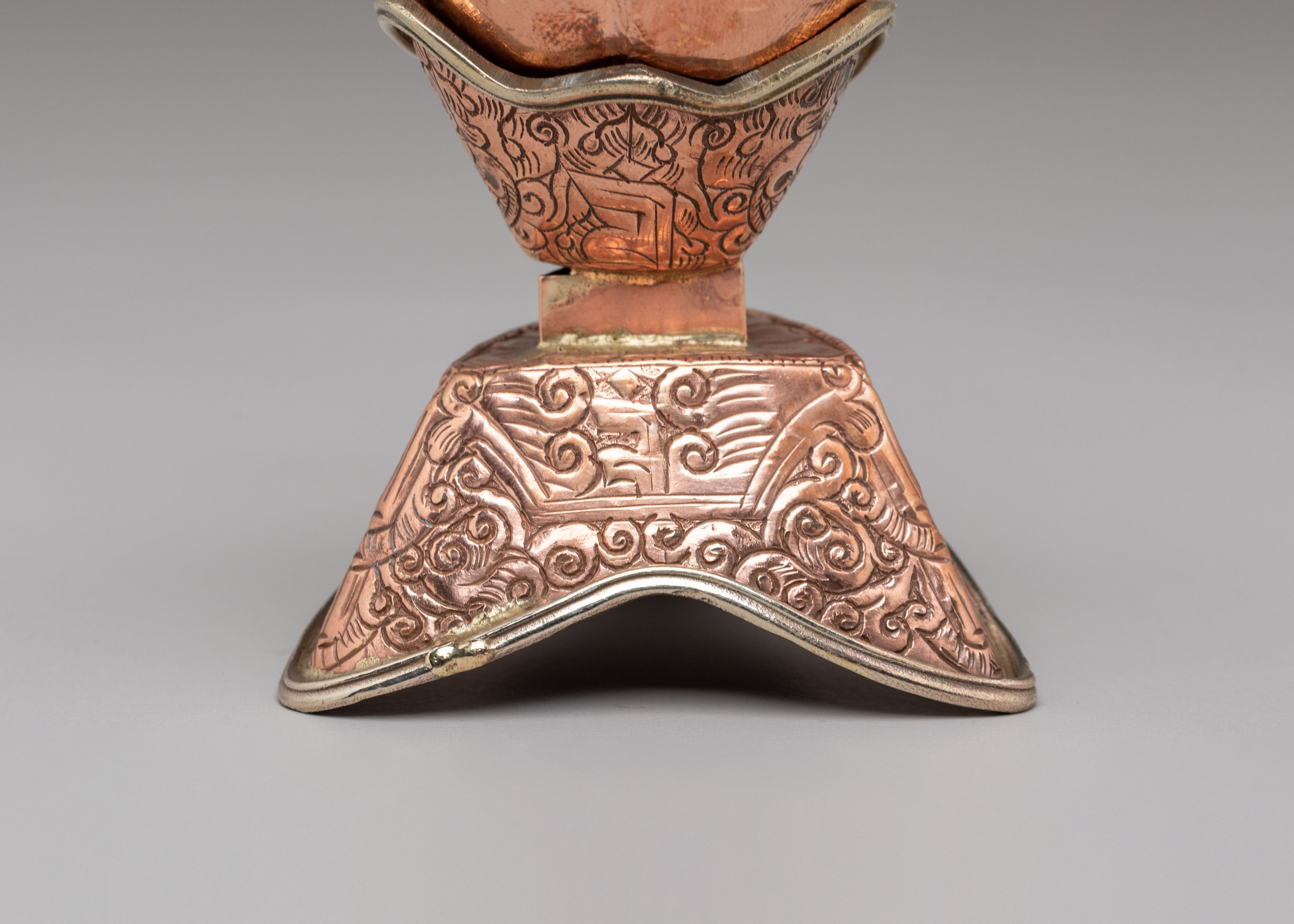 Handcrafted Kapala Ritual Tool | Tibetan Copper Skull Bowl