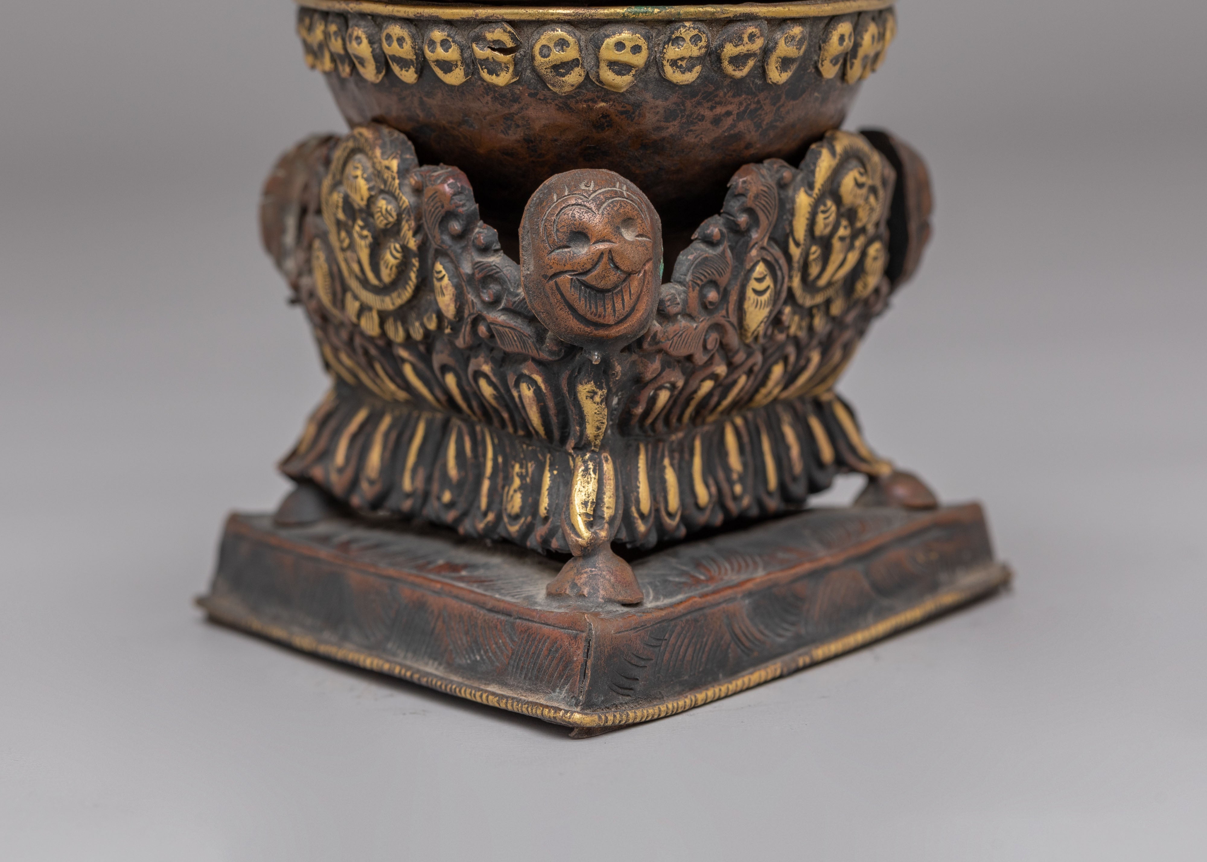 Decorative Buddhist Kapala Vessel | Tibetan Ritual Skull Cup