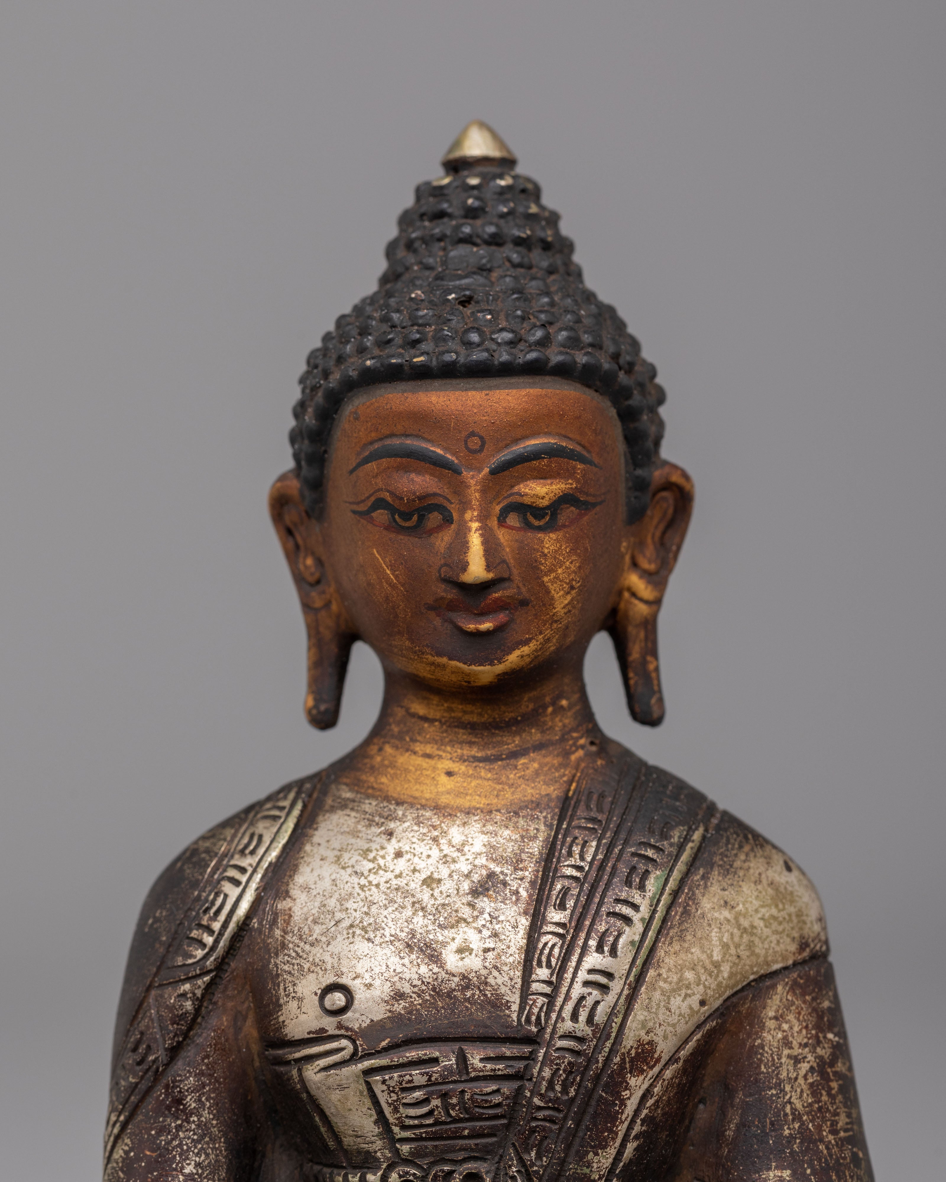 Enlightened Buddha Shakyamuni Statue | Antique Finish Buddhist Art
