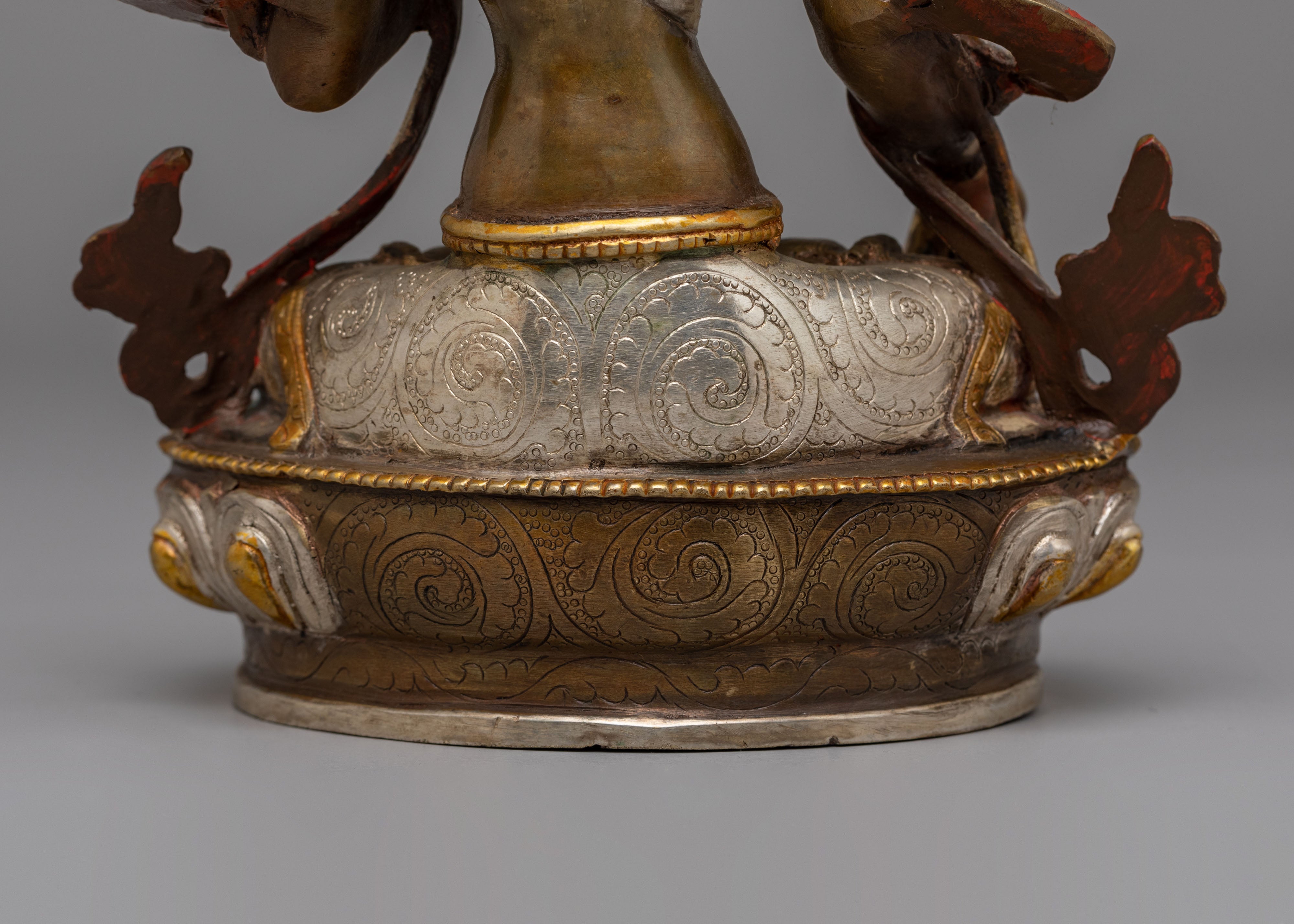 Himalayan White Tara Statue for Altar | Oxidized Copper Body