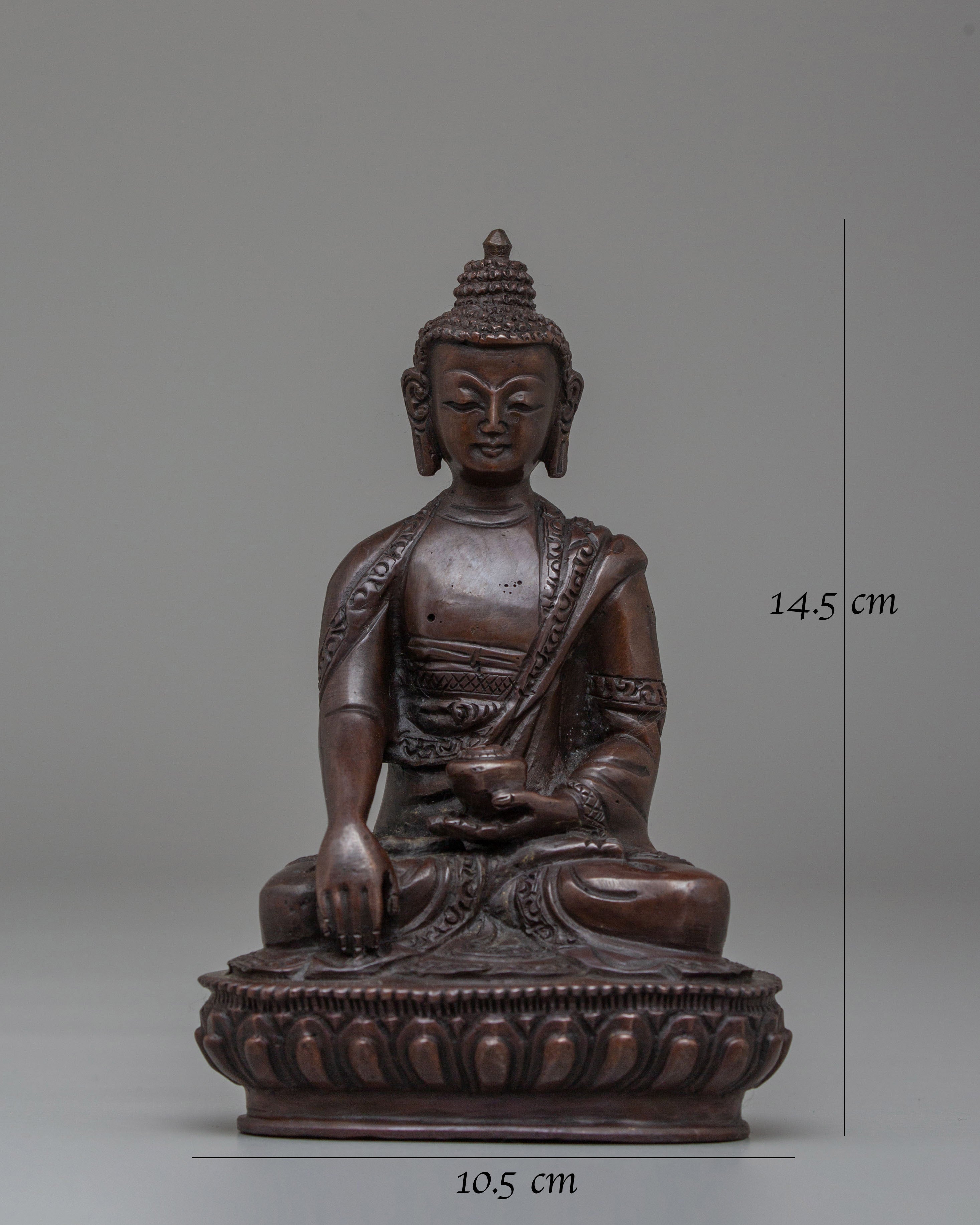 Oxidized Copper Shakyamuni Buddha Statue | Tibetan Artwork