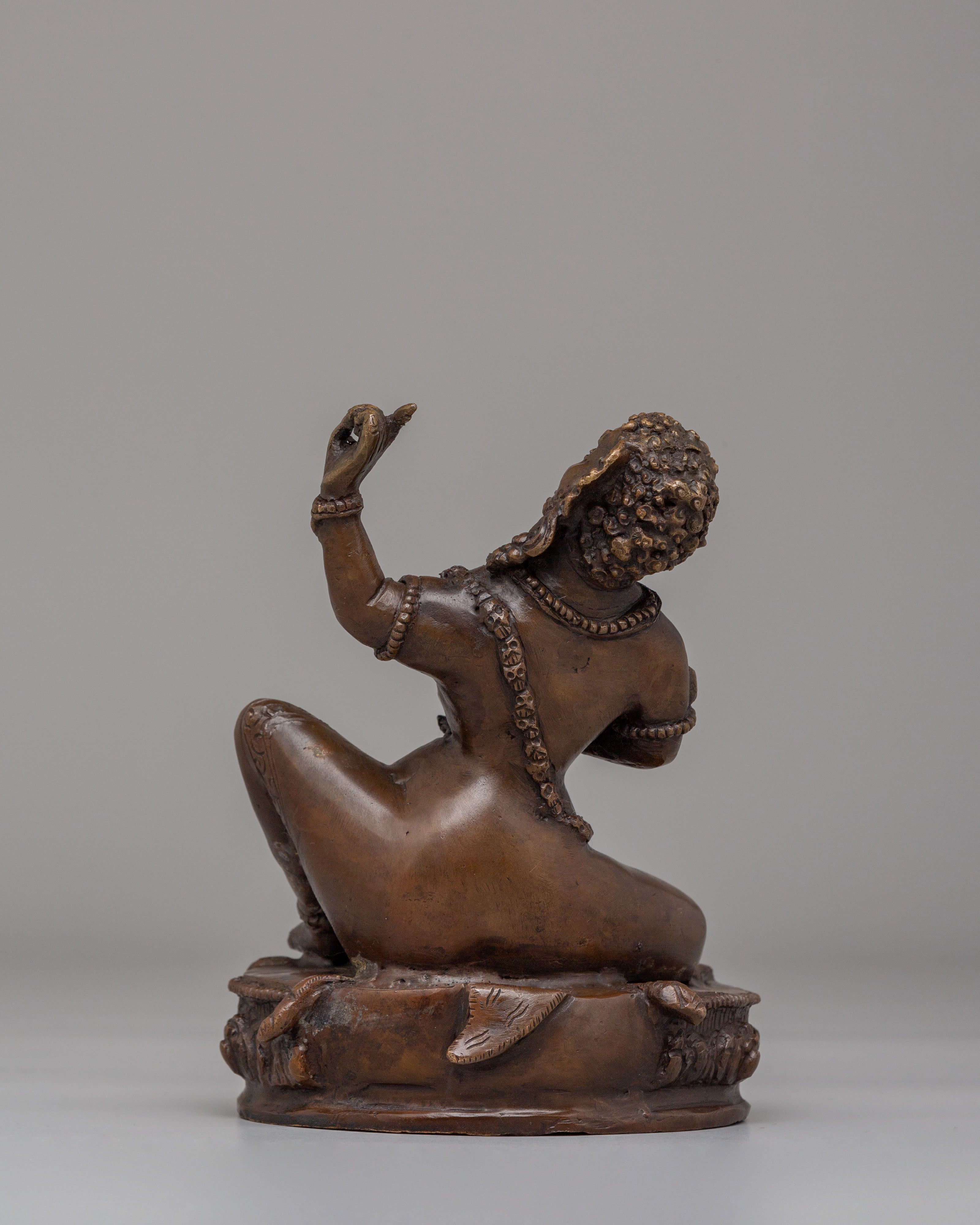 Tibetan Virupa Shrine Sculpture | Oxidized Copper Altar Figurine