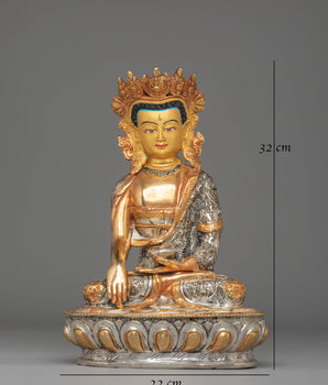 Dharma Guru Buddha Shakyamuni Statue | Gold Plated Copper for Spiritual Enlightenment