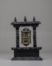 Rotating Tibetan Prayer Wheel for Blessings