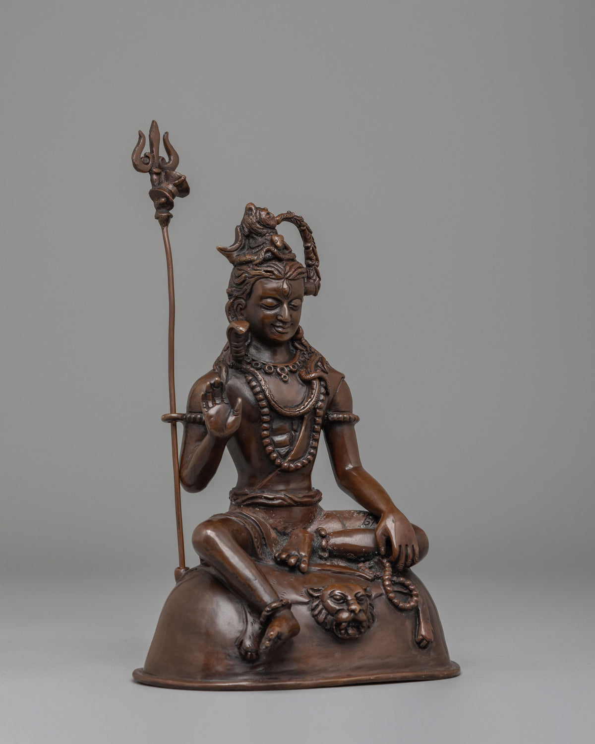 Spiritual Hindu Deity Shiva Statue | Oxidized Copper Body with Intricate Details