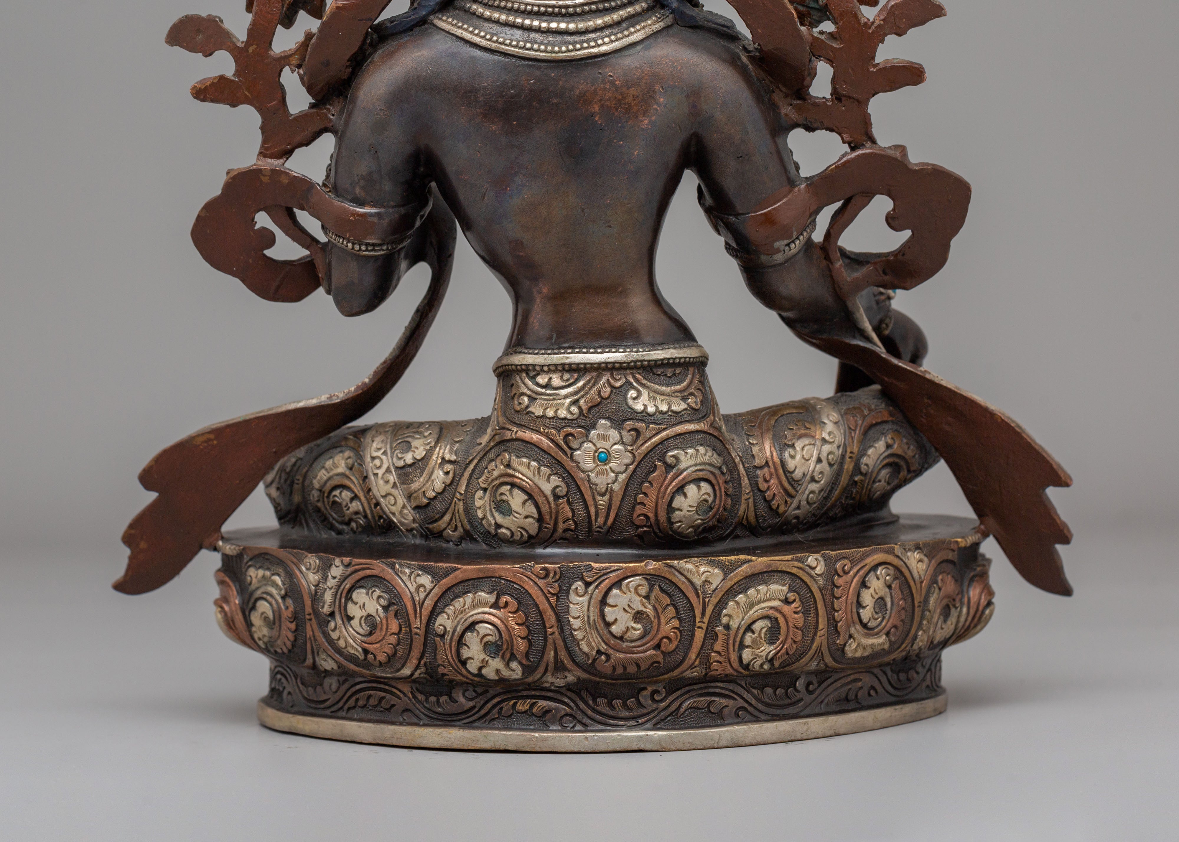 Handmade Ritual Green Tara Statue | Tibetan Meditation Altar Decor