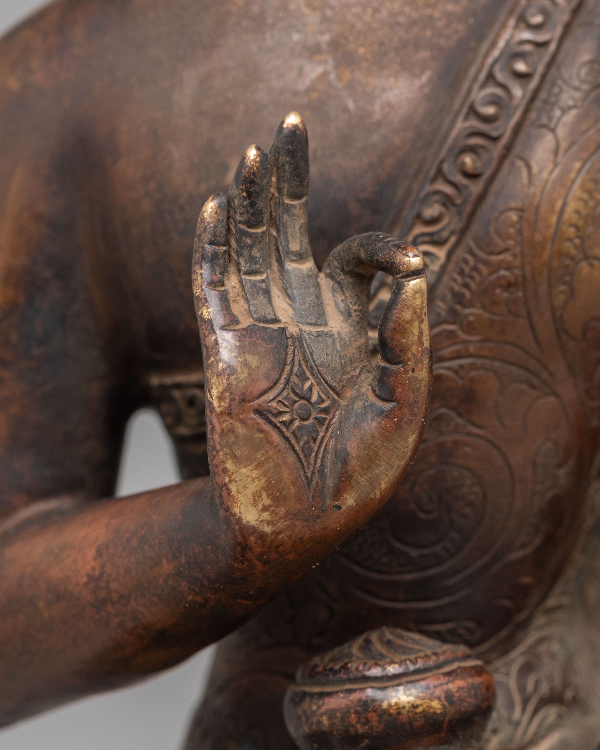 Handmade Amoghasiddhi Statue | Silver Plated Buddhist Art