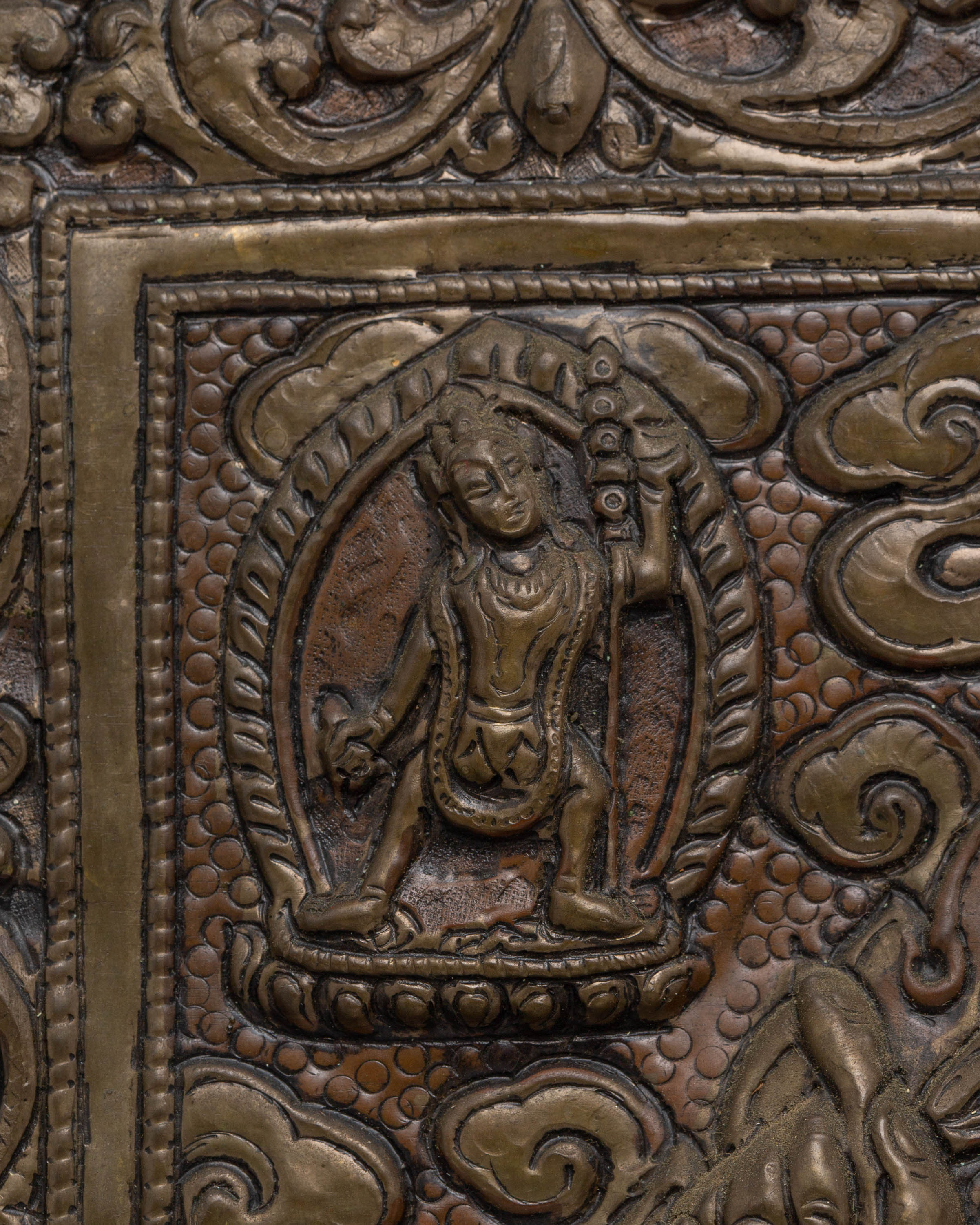 Handcarved Yama Wall Hanging | Tibetan Buddhist Copper and Wood Art