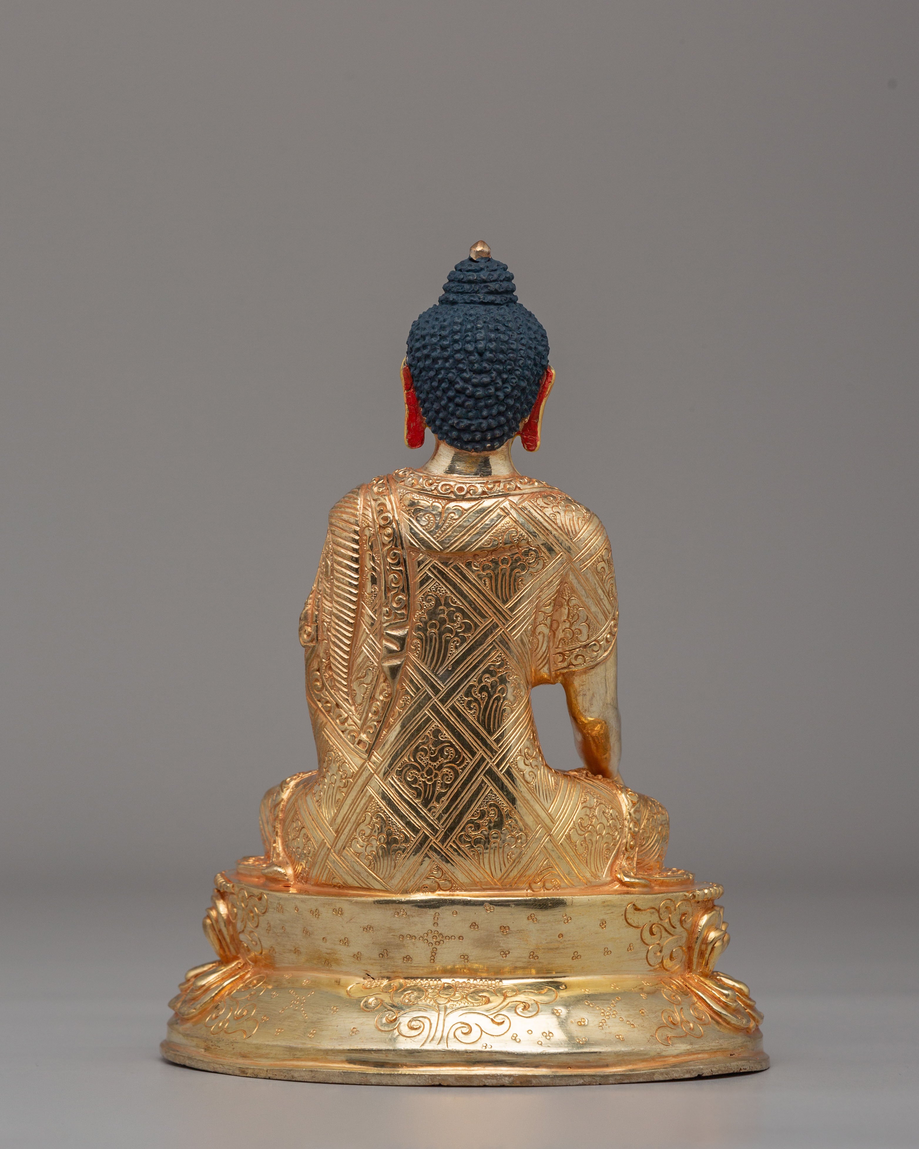 Sage Shakyamuni Buddha Figurine | 24K Gold Plated Buddhist Sculpture